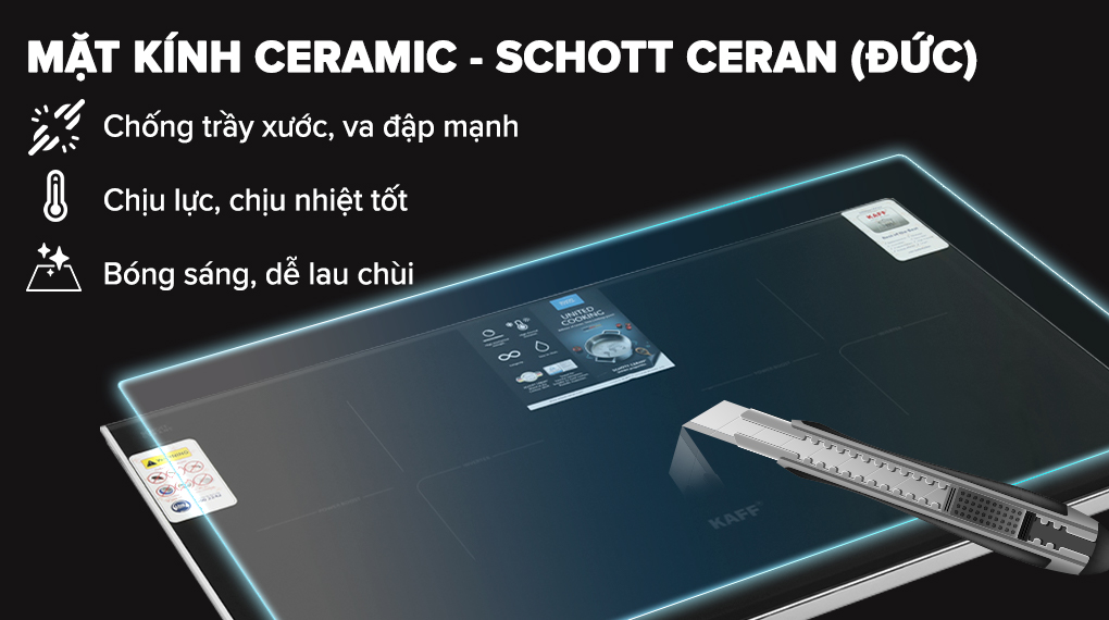 Bếp từ đôi lắp âm KAFF KF-HID7348II - Chất liệu mặt bếp
