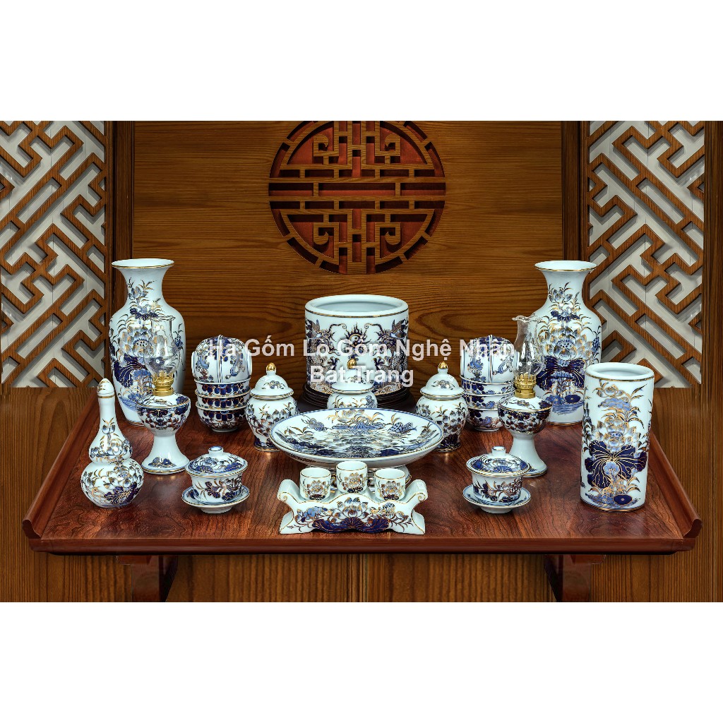 1m -1m4 Đồ Thờ Cúng Men Lam Vẽ Kỹ Ban - Lò Gốm Nghệ Nhân Chế Tác Bát Tràng Cao Cấp_thumbnail_7