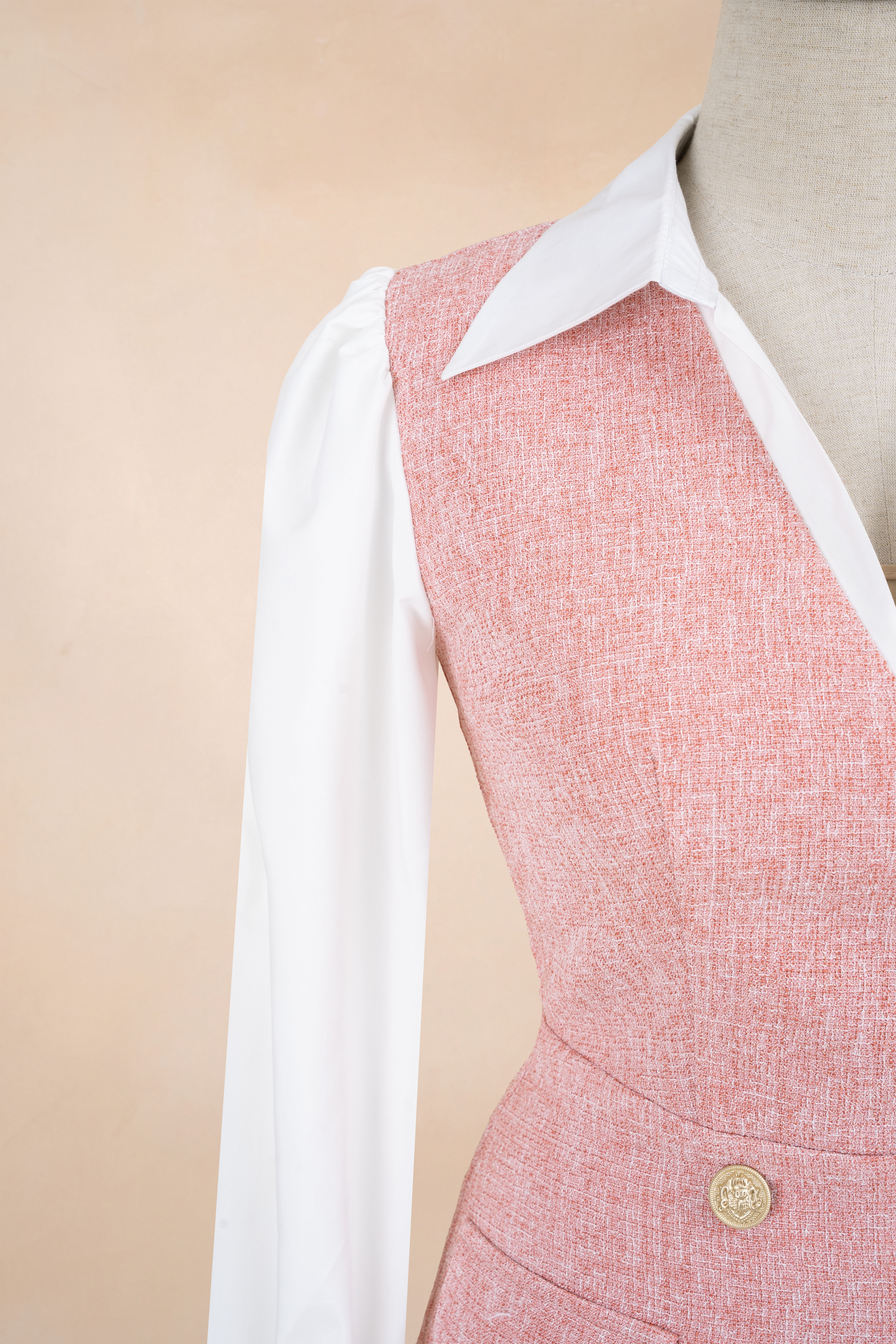 Đầm Dạ Bút Chì Nắp Túi Phối Tơ_thumbnail_3