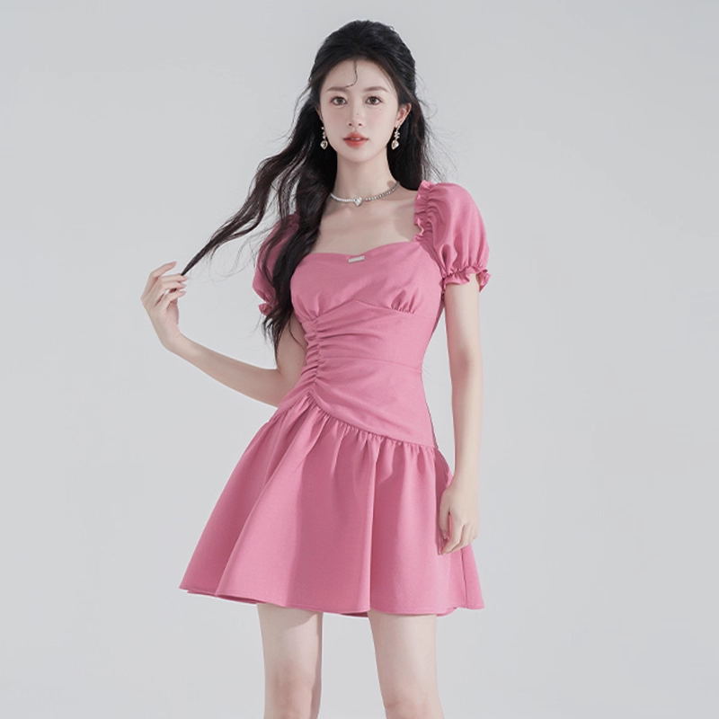 15173-Đầm hồng tay phồng eo nhún cách điệu ( lụa mịn)_thumbnail_0