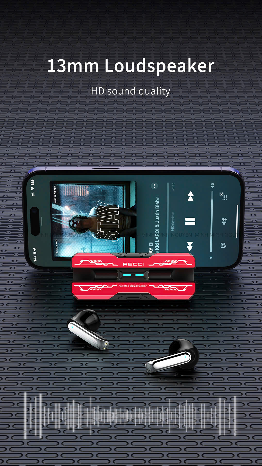 Tai nghe Bluetooth Recci - REP-W52-RED & TARNISH