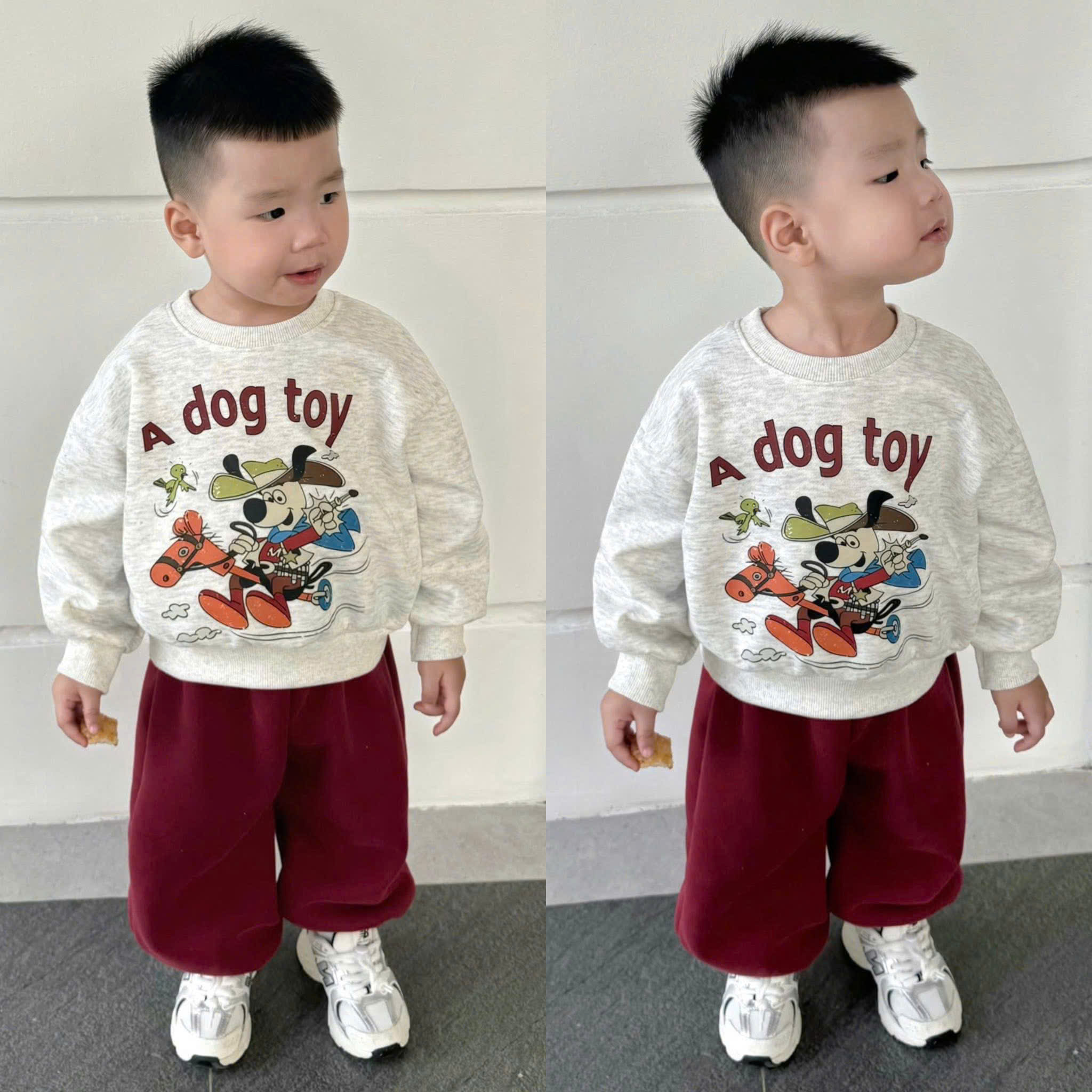 Q96 BỘ NỈ DÀI TAY A DOG TOY- A210.401