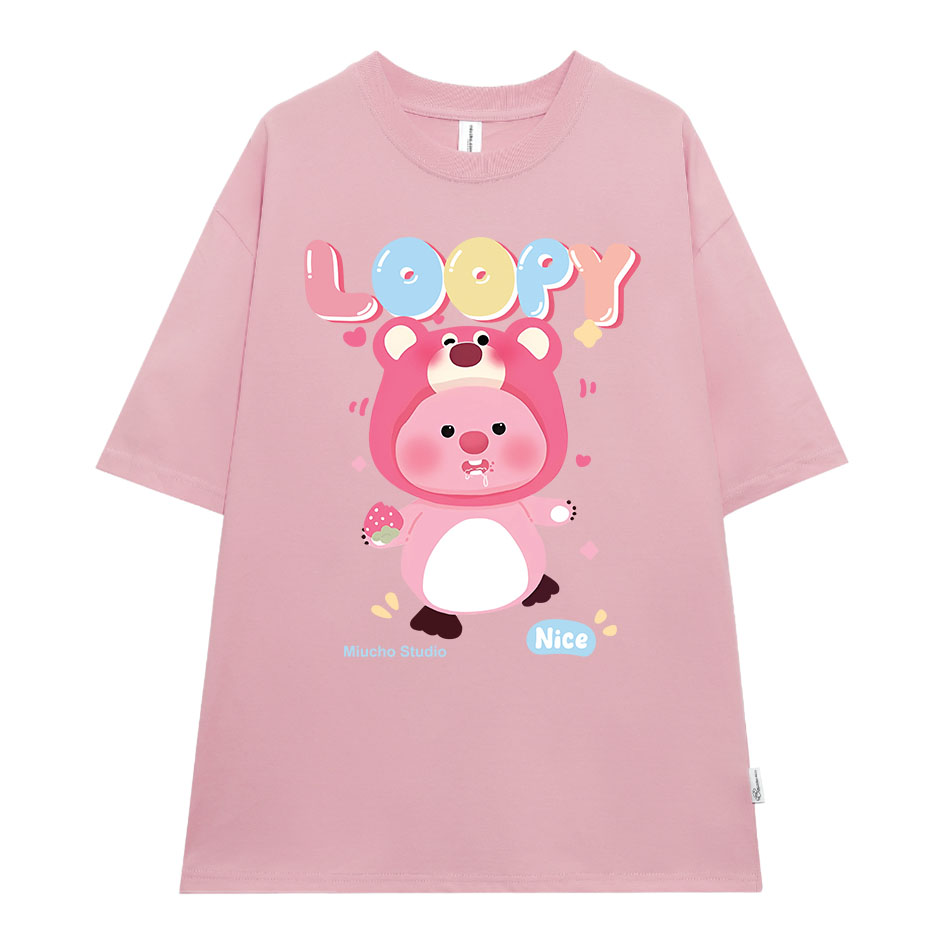 Áo thun Loopy Hải Ly form rộng ATD645 Miucho cotton cổ tròn in artwork_thumbnail_0