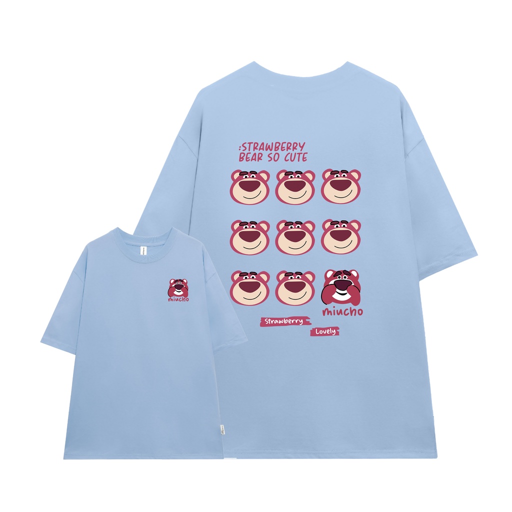 Áo thun gấu dâu lotso form rộng AT364 Miucho basic tee tay lỡ dành cho nam nữ in graphic_thumbnail_6