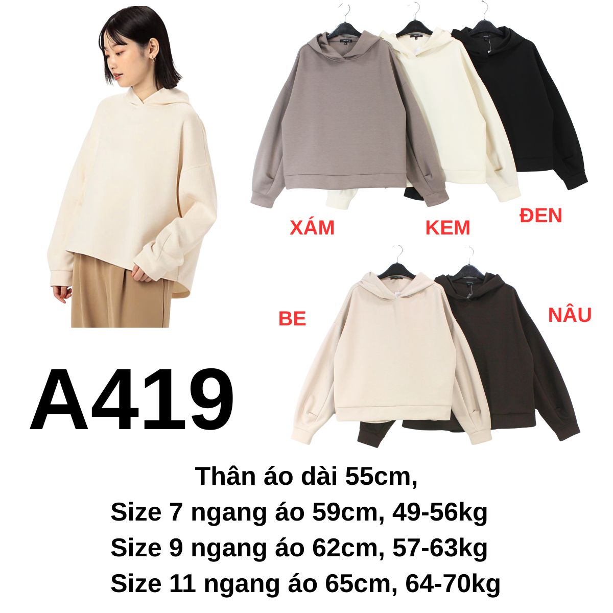 A419 Áo hoodie - Nhật