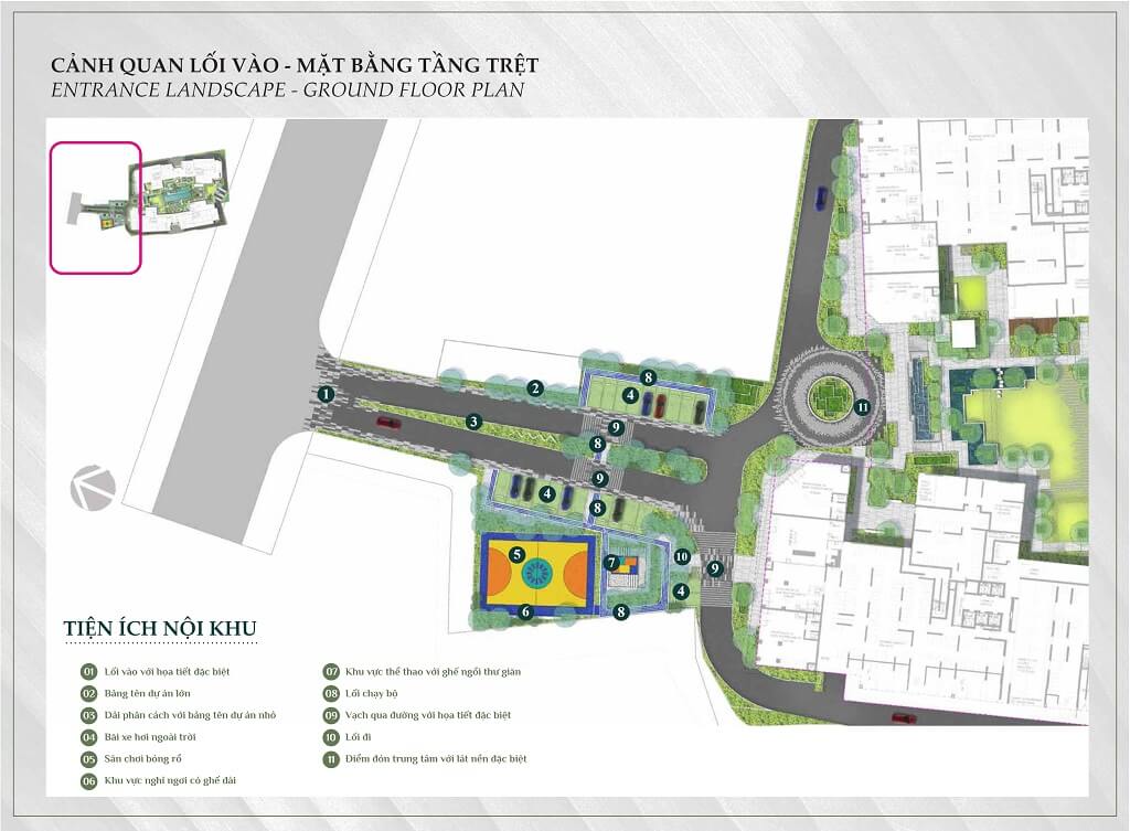 Mặt bằng tổng thể tiện ích nội khu cổng vào Elysian Lò Lu Thủ Đức