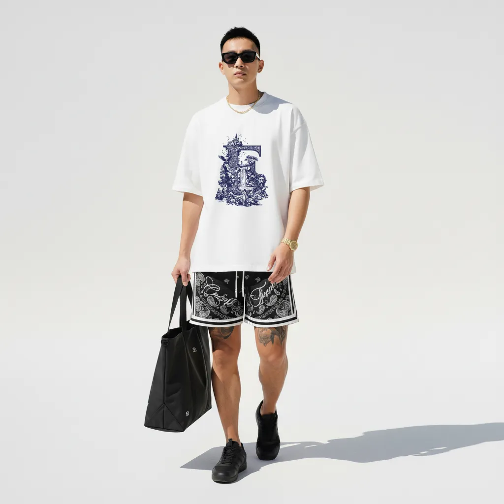 Áo thun nam form rộng Miucho Iconic cotton thoáng mát thấm hút tốt nhiều màu in chữ cái E 2750_thumbnail_7