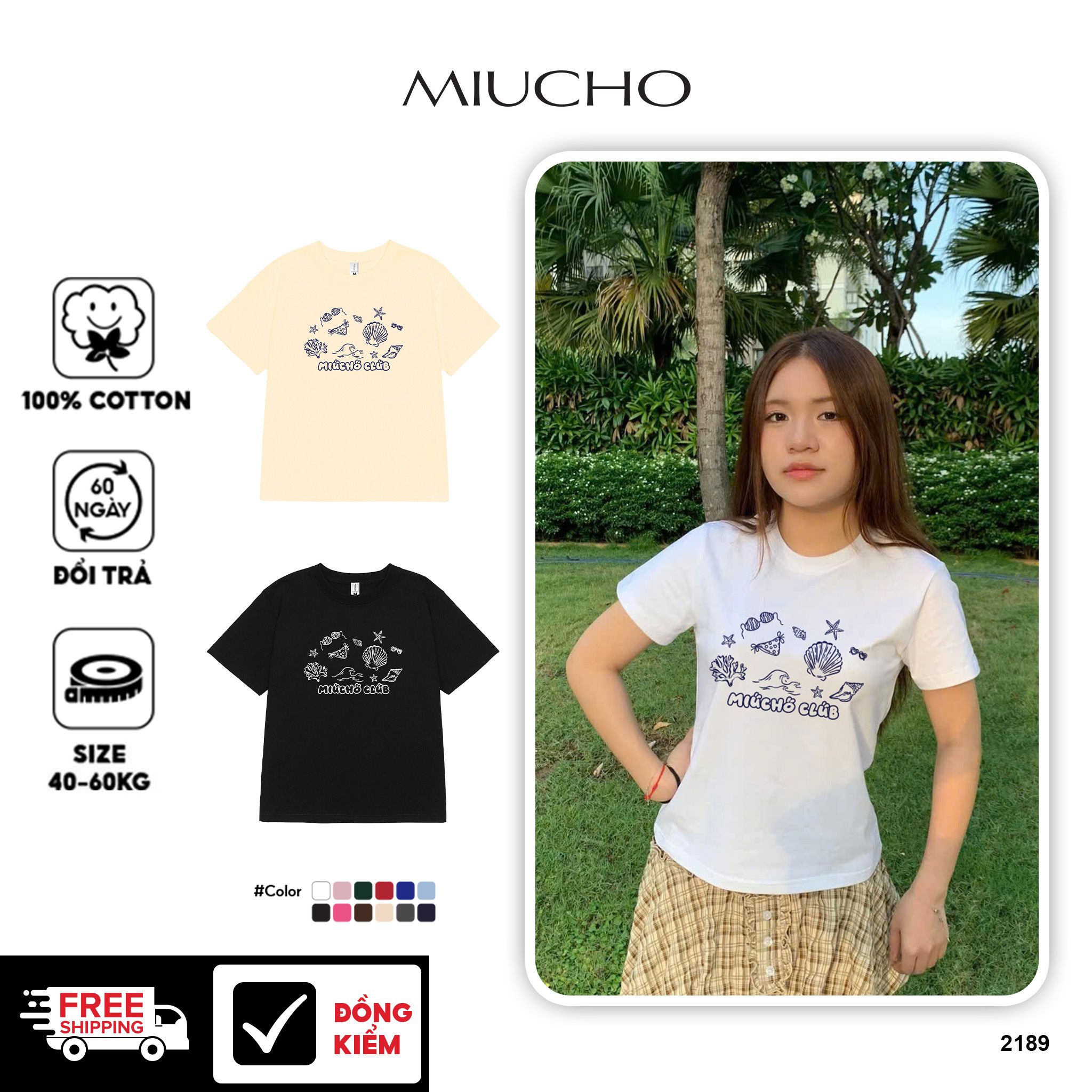 Áo baby tee ôm body hè biển 2189 Miucho cổ tròn vải cotton 4c thoáng mát in mix_thumbnail_1