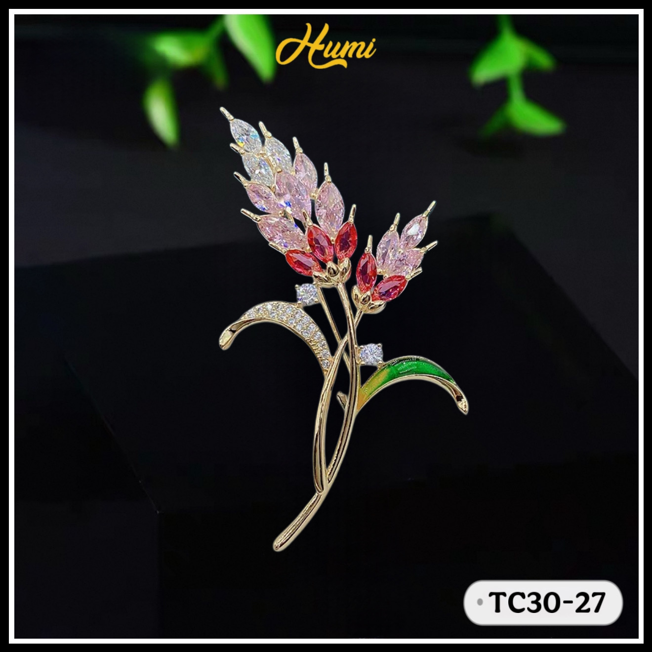 TRÂM CÀI BÔNG LUA MÌ ĐÍNH ĐÁ HỒNG(TC30-27)