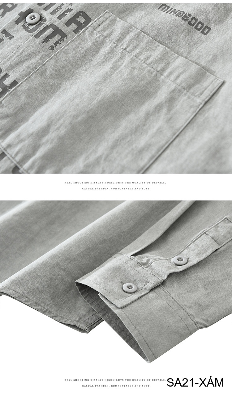 SA21 - Áo sơ mi nam dáng rộng phong cách Nhật Bản, cổ bẻ, tay dài, họa tiết chữ, chất cotton mềm mại_thumbnail_12