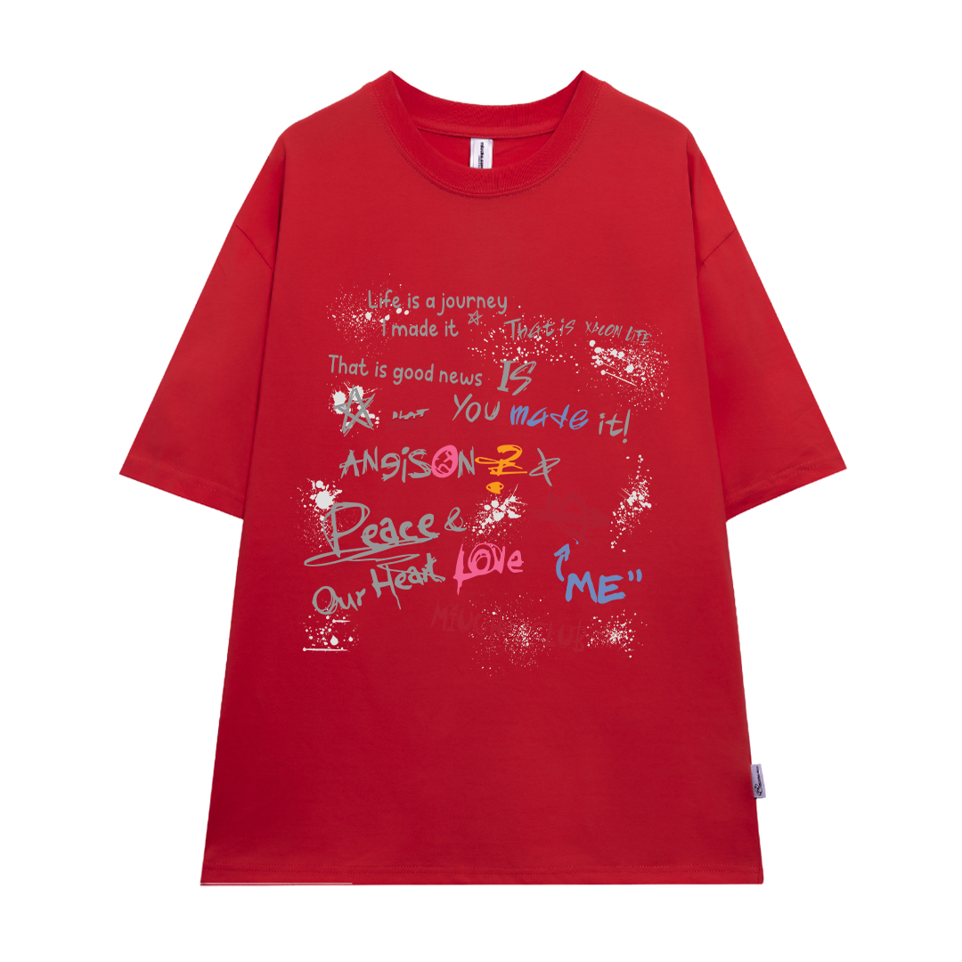 Áo thun nữ local brand form rộng 1980 Miucho cổ tròn vải cotton 4c 220gsm thoáng mát in mix