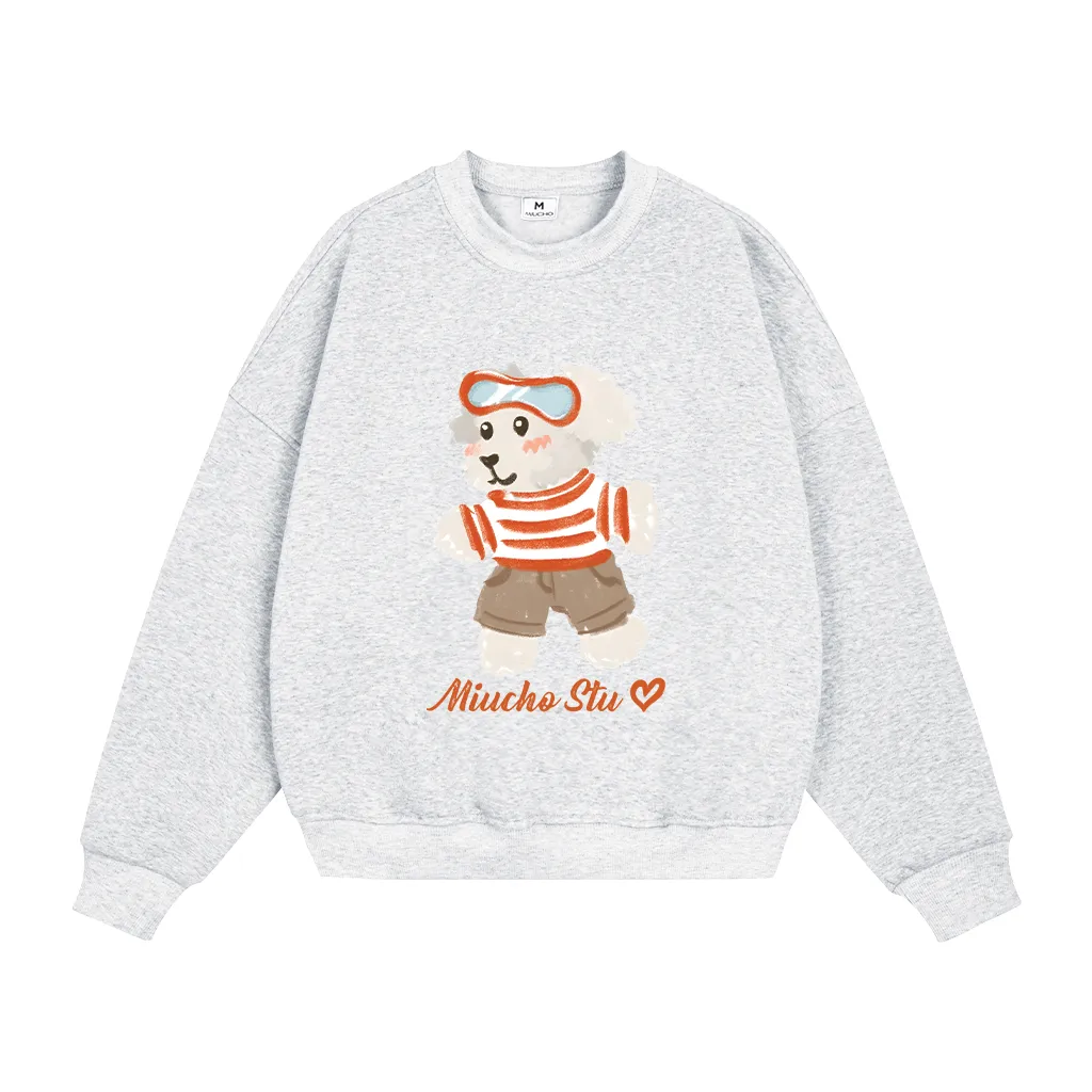 Áo Sweater form boxy Miucho nỉ 2 da mềm mại dày dặn thoáng mát gấu bông in mix 2795_thumbnail_0