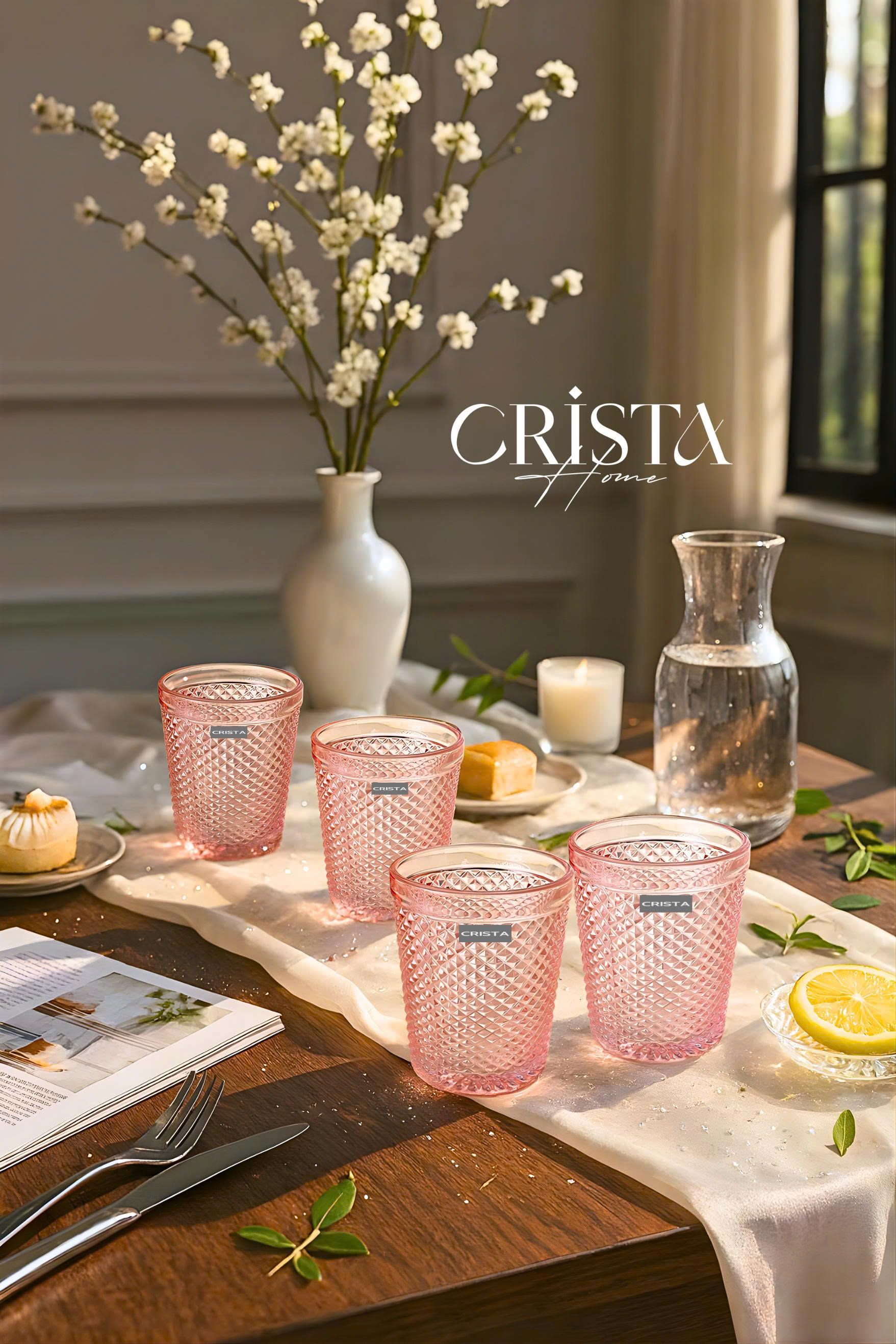 Bộ 4 cốc thủy tinh CRISTA HOME  vân kim cương 300ml_thumbnail_20