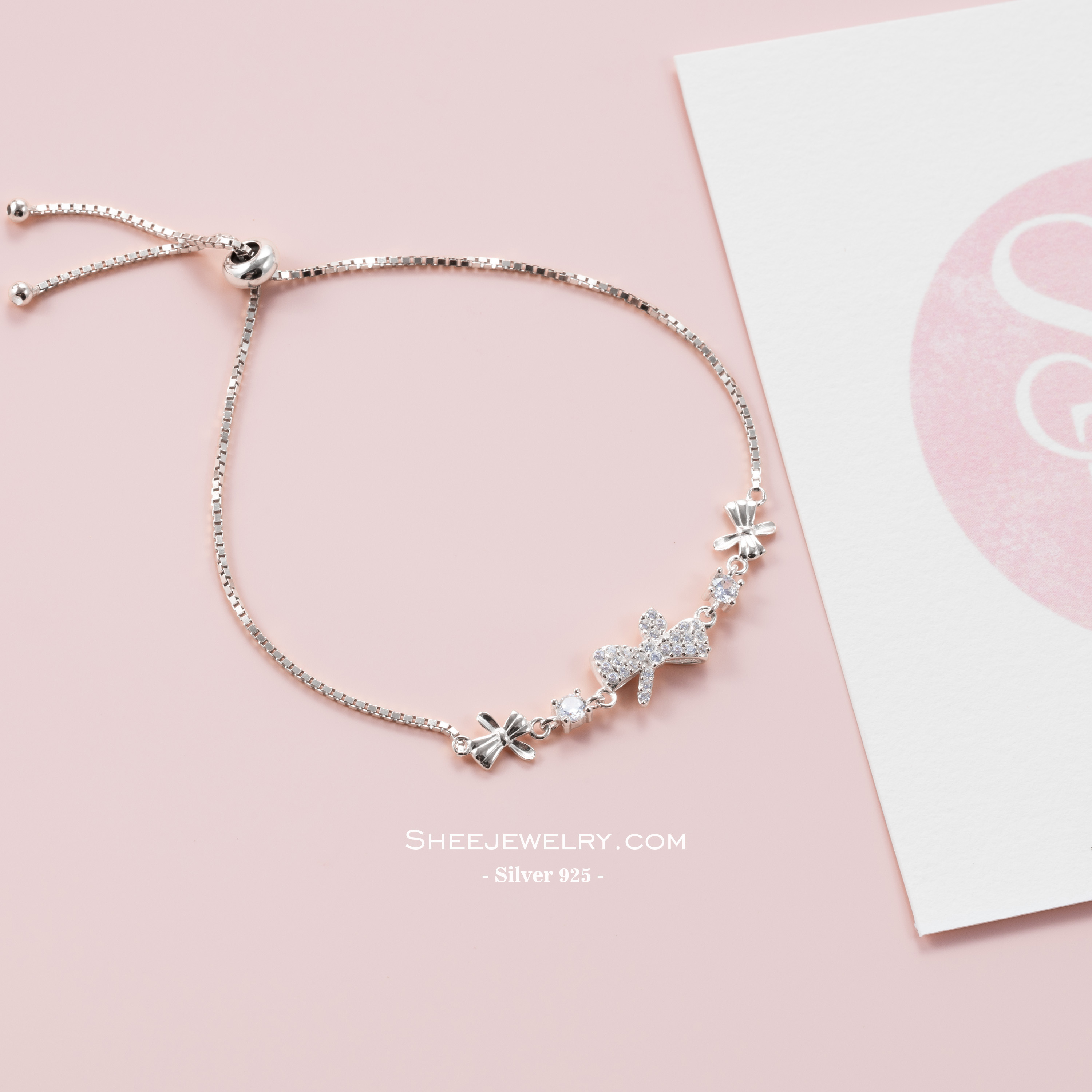 Lắc tay bạc Shee Silver 925 dây rút hình nơ đính đá sáng – phụ kiện tôn da, dễ phối đồ LT004_thumbnail_3