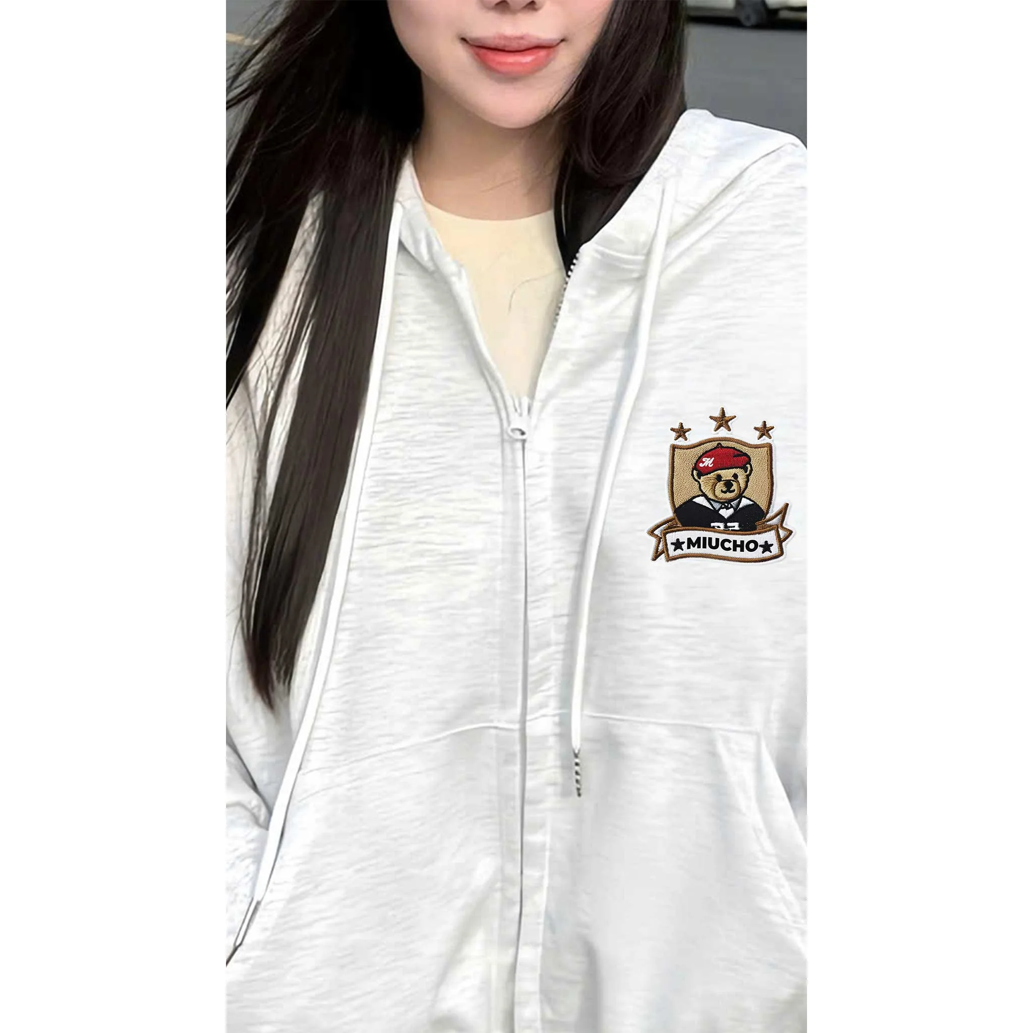 Áo hoodie zip form boxy Miucho vải nỉ 2 da mềm mại thoáng mát có nón khóa kéo in mix 2839_thumbnail_9