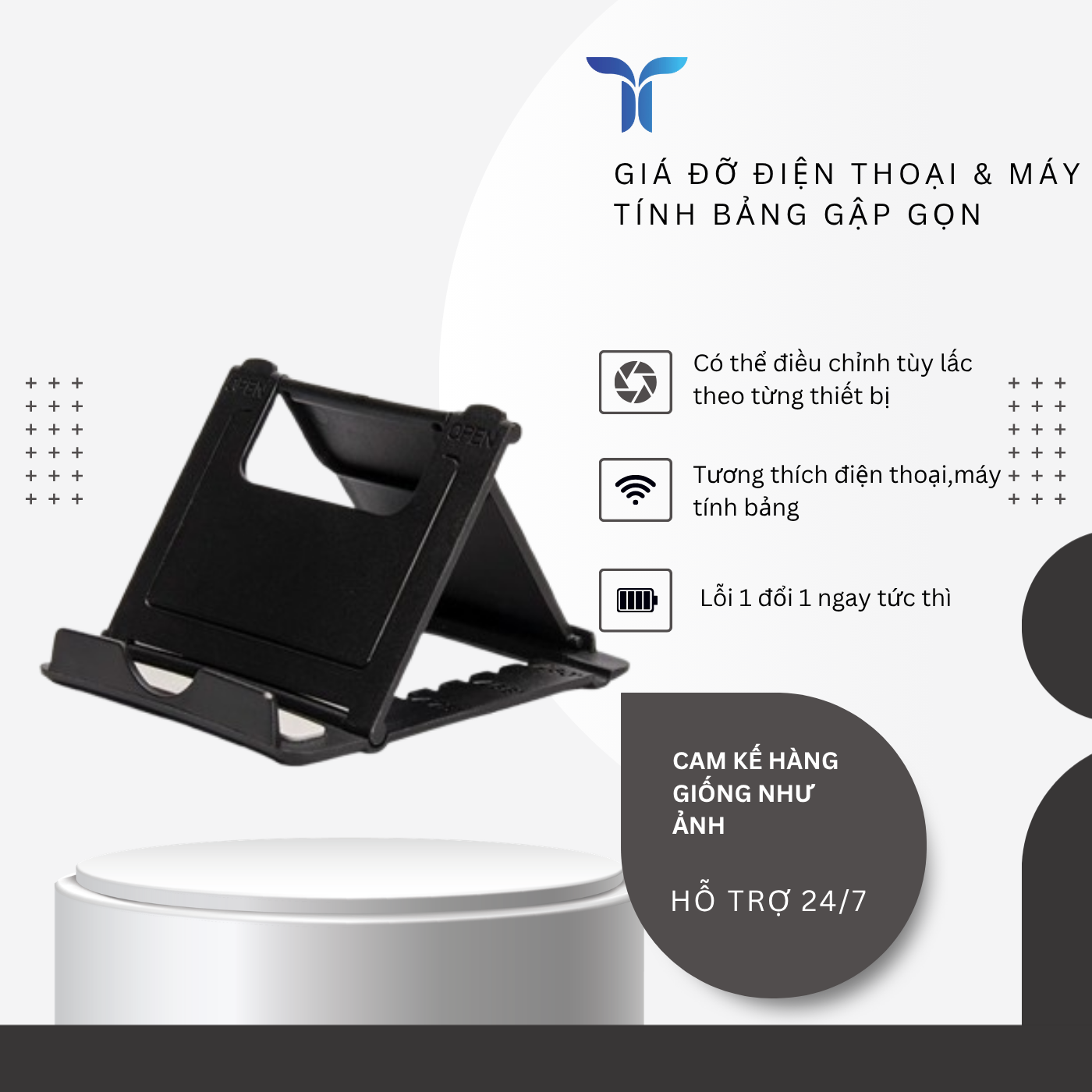 T-ECO SHOP Giá Đỡ Điện Thoại & Máy Tính Bảng Gập Gọn – Điều Chỉnh Góc Linh Hoạt, Nhựa Bền Nhẹ_thumbnail_1