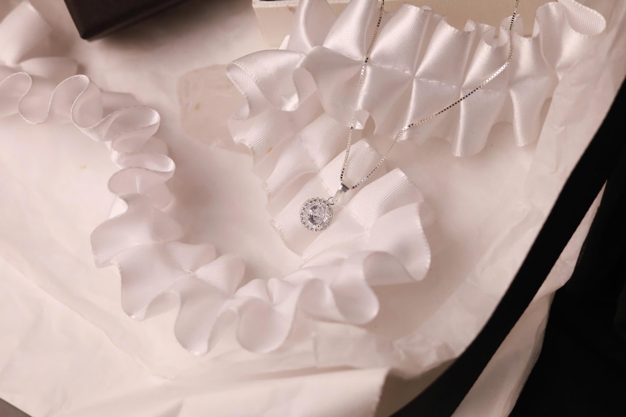 Vòng cổ bạc đá tròn dây mì xi bạch kim_thumbnail_2