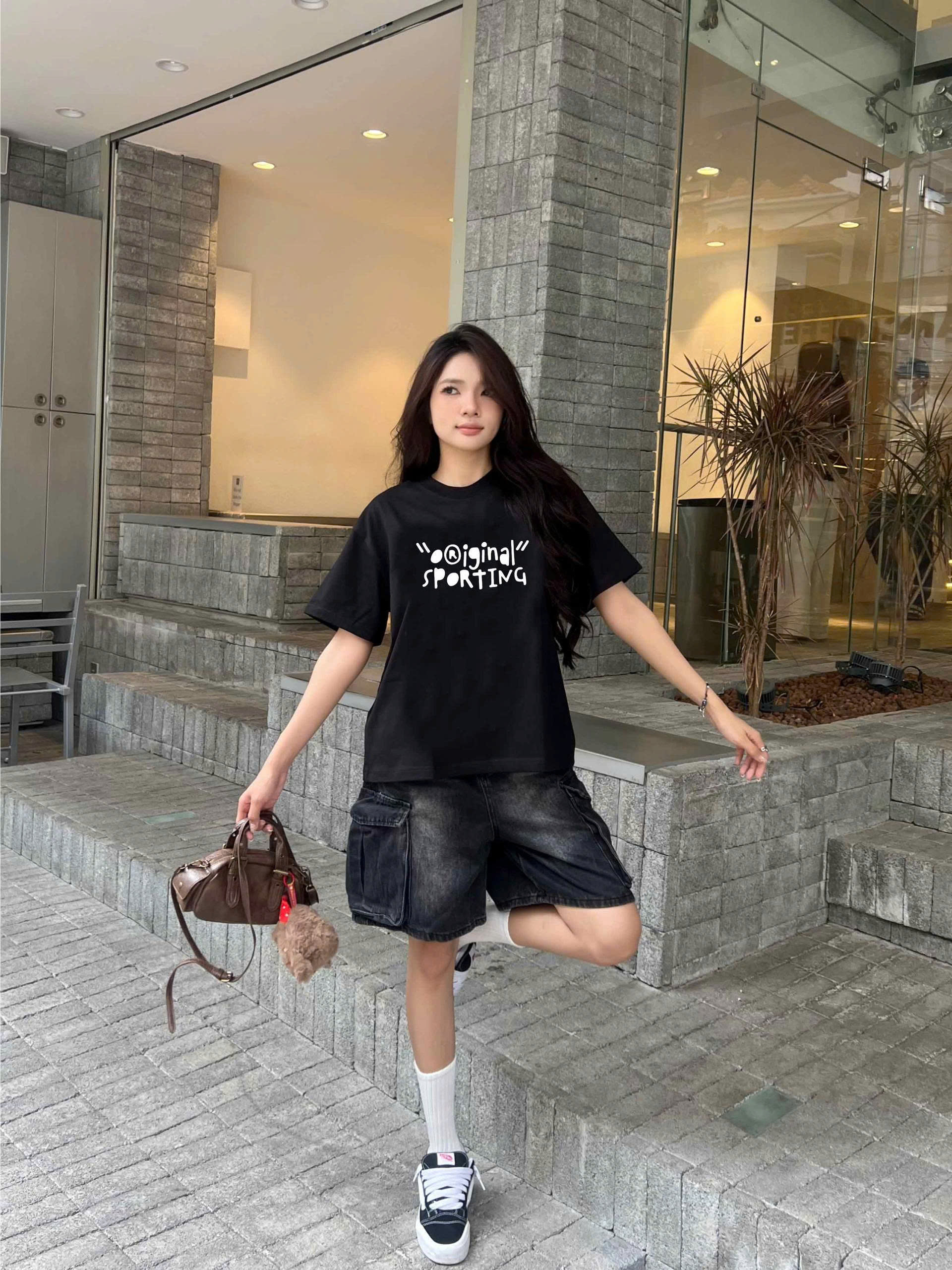 Áo thun unisex form boxy basic AXD2346 Miucho vải cotton thoáng mát dáng ngắn cổ tròn_thumbnail_4