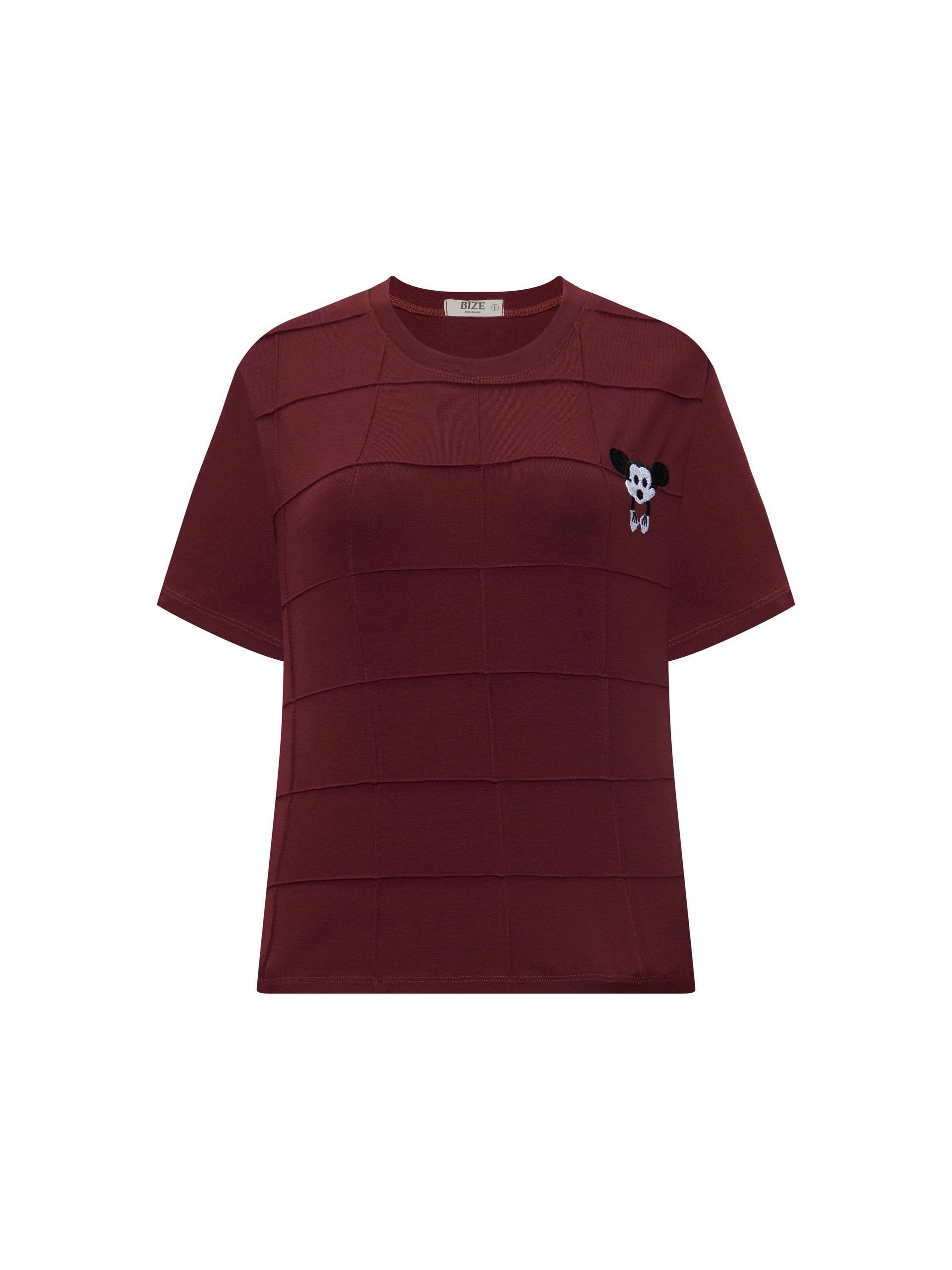 BIGSIZE - Áo thun tay ngắn thêu Mickey T-AT9055