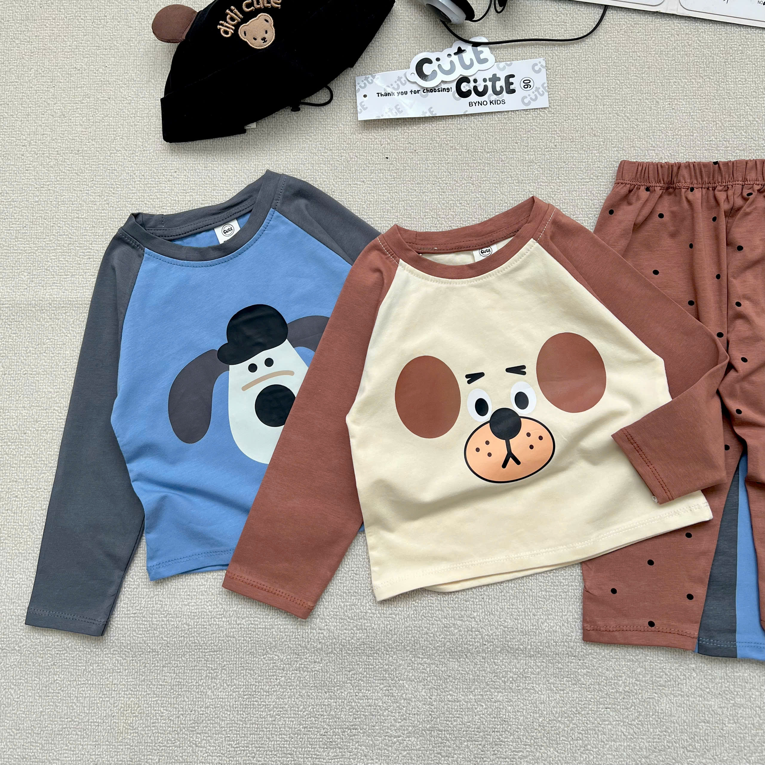 M09 SET 2 BỘ DÀI NÂU XANH PHỐI CHÓ MẶT NHĂN- A100.266