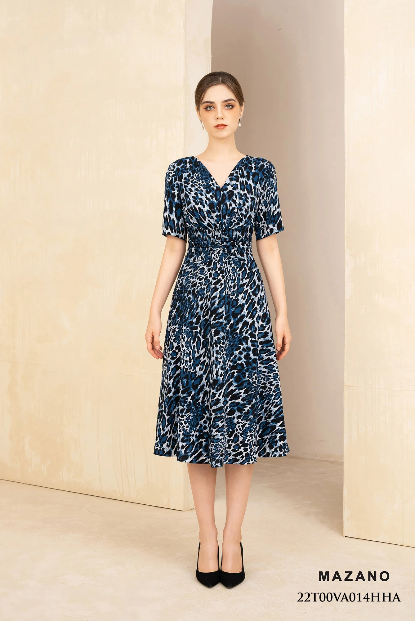 Đầm họa tiết da báo nhún eo chân rủ_thumbnail_2