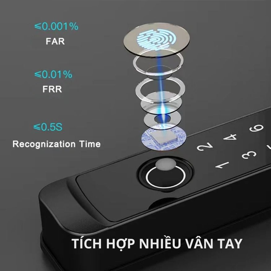 Khóa Thông Minh Kachi MK42 - Chuyên Dụng Cửa Nhôm Xingfa, Cửa Kính | Mở Khóa Qua App Tuya, Vân Tay, Thẻ Từ | Chống Nước IP65_thumbnail_4