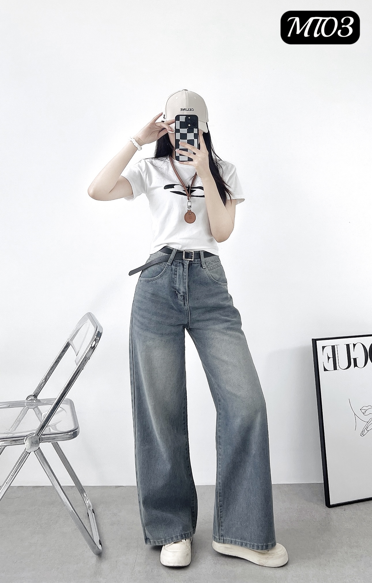 [MT-03] QUẦN JEANS COTTON ỐNG SUÔNG CAO CẤP Xanh Nhạt - PHONG CÁCH ULZZANG HÀN QUỐC_thumbnail_3