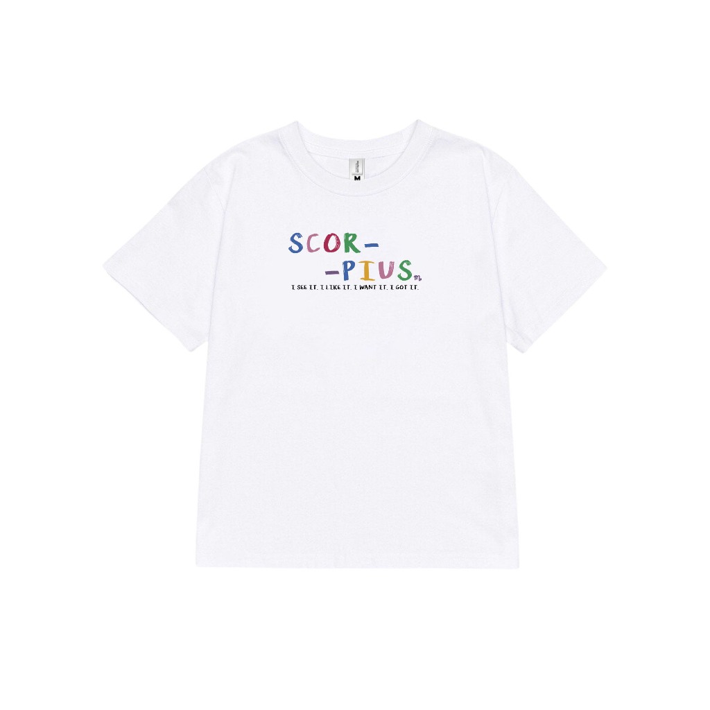 Áo baby tee ABD363 cung hoàng đạo Bò Cạp SCORPIUS Miucho cotton cổ tròn in typography