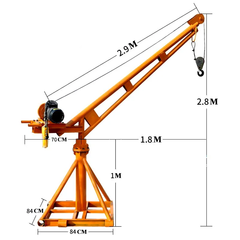 Khung cẩu xoay 360 độ, Tải trọng 500kg, 1 Tấn gắn các loại máy tời xây dựng (chưa kèm tời)_thumbnail_7