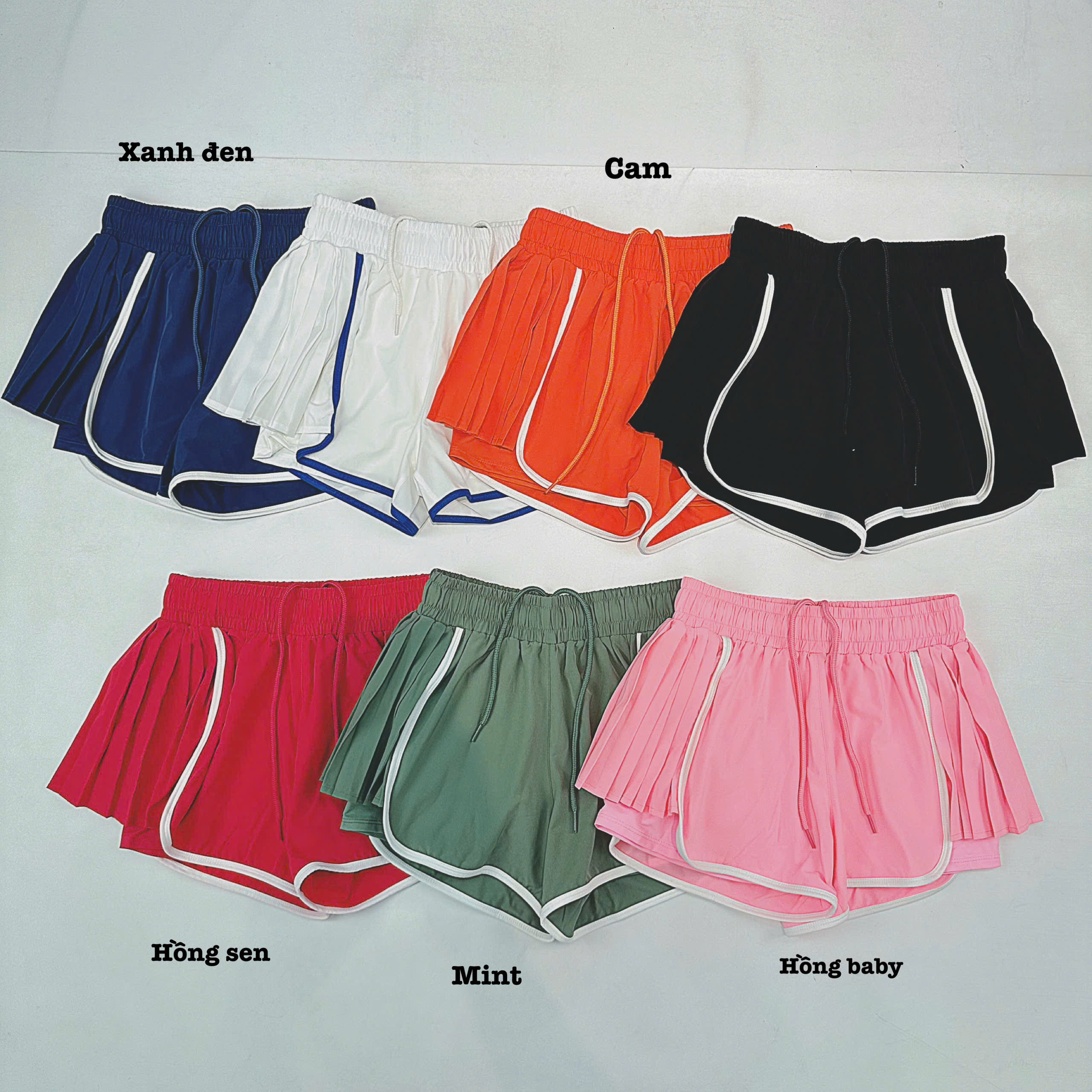 Quần Đùi Thể Thao Nữ Boxer 2 Lớp Xếp Li 2 Bên Phối Viền_thumbnail_10