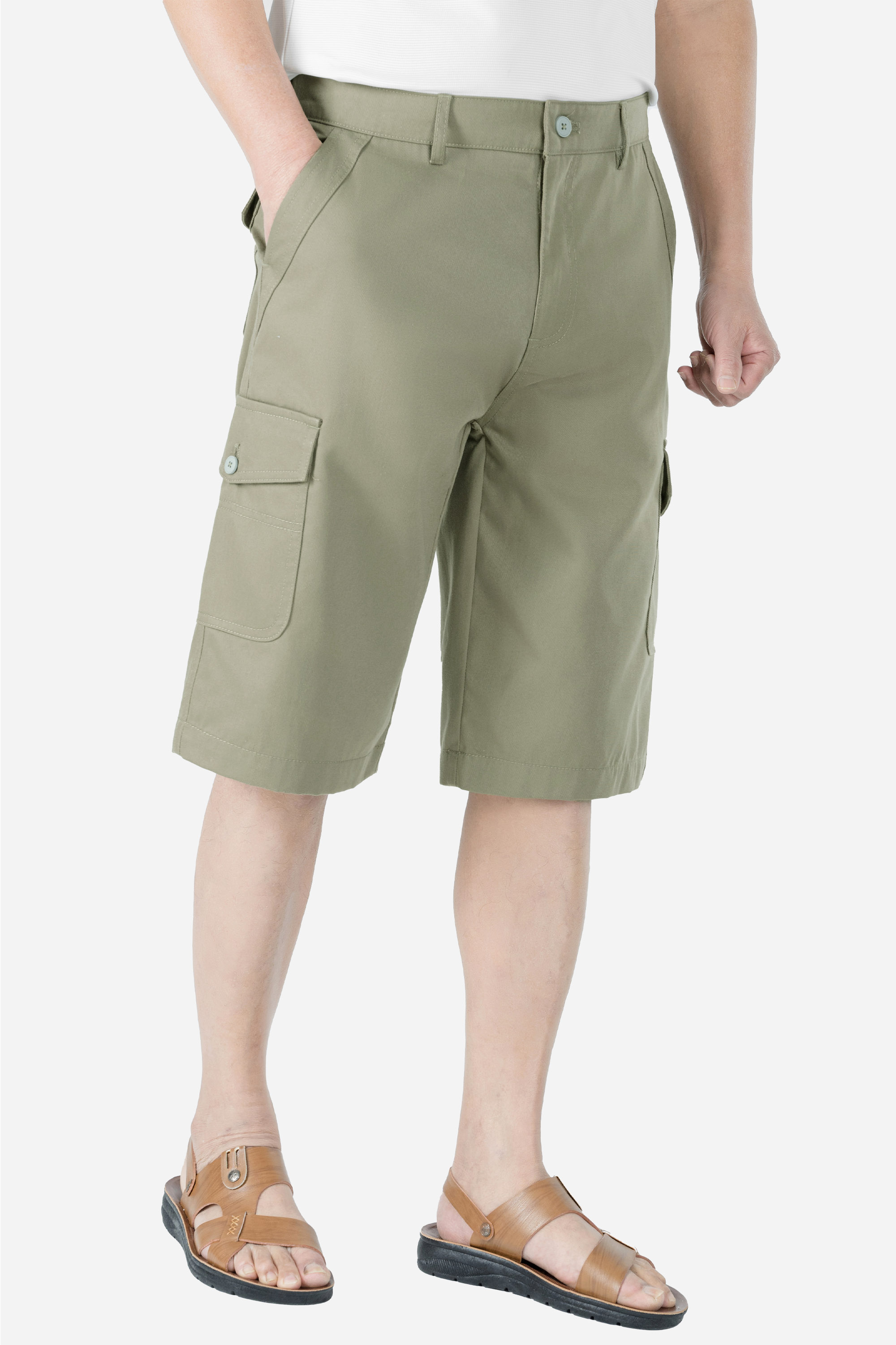 Quần Soọc Kaki Túi Hộp Nam Trung Niên ANCHI Dáng Suông Dài Qua Gối Màu Vỏ Đỗ_thumbnail_3