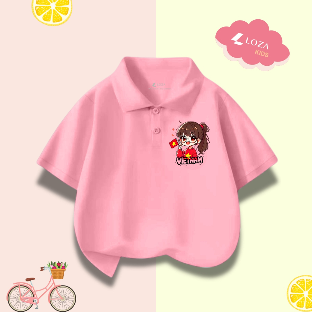 Áo polo trẻ em in hình 
