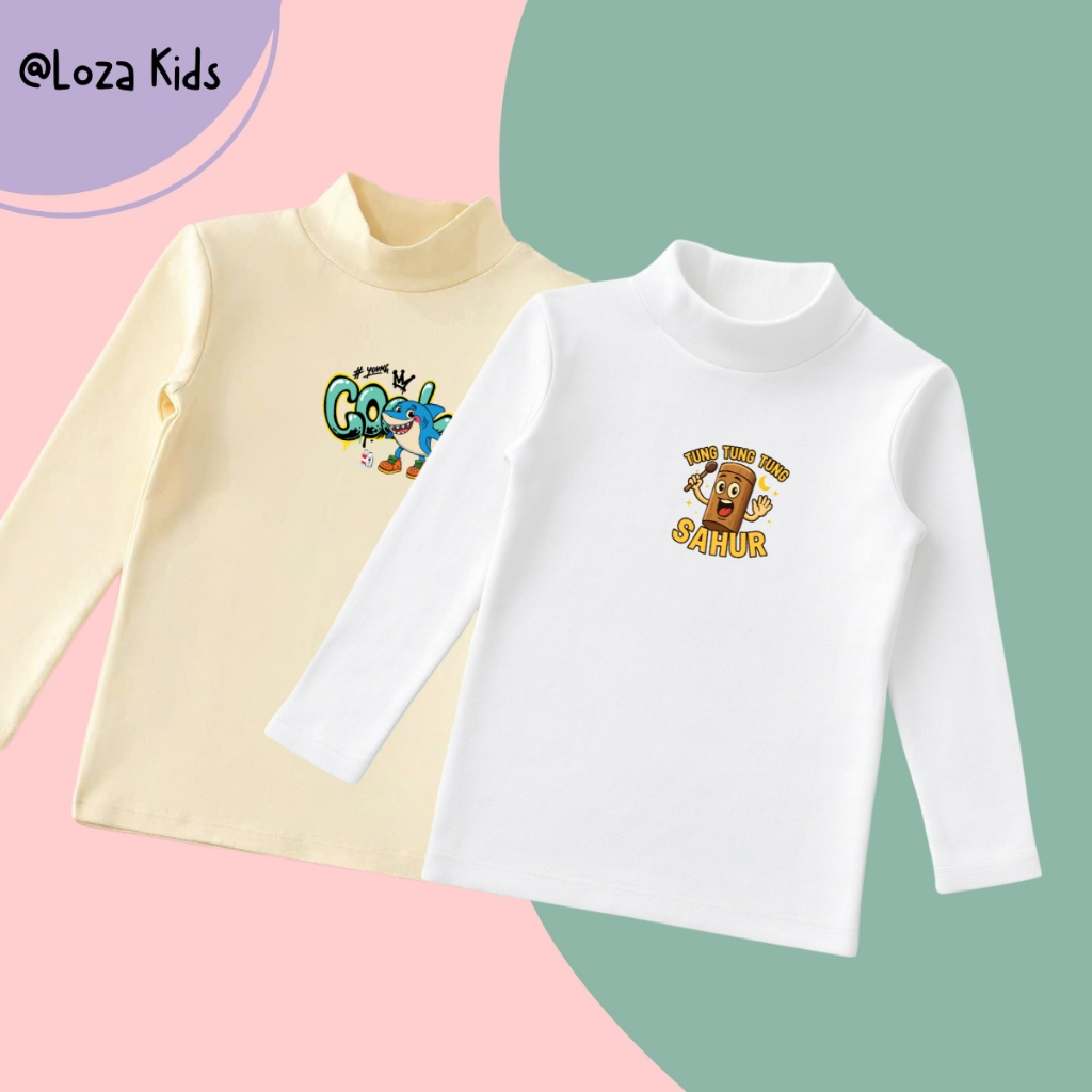 Áo giữ nhiệt cho bé trai in Brainrot, Tralalero Tralala chất cotton borip- Áo thu đông bé trai Loza Kids CE002