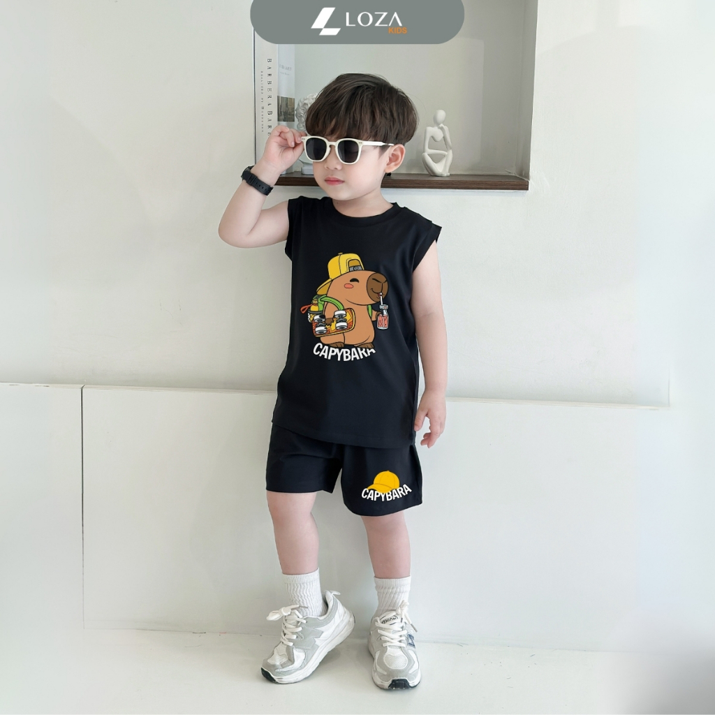 Bộ ba lỗ bé trai in hình Capybara đeo cặp - Loza Kids BL347_thumbnail_1
