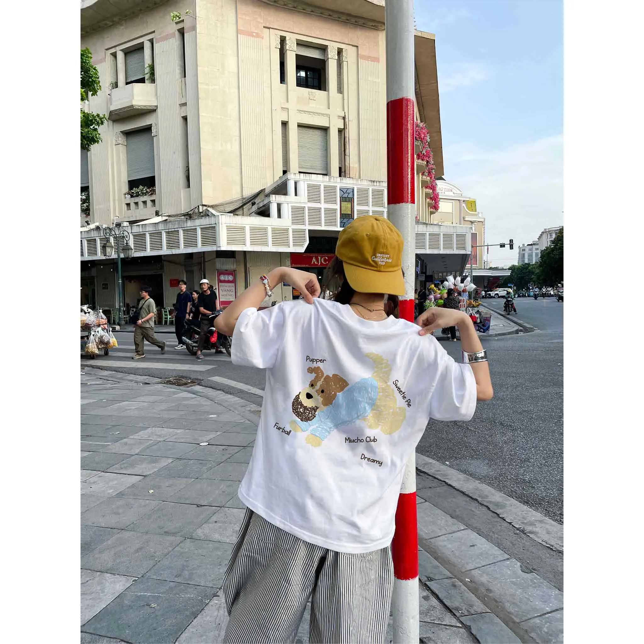 Áo thun boxy hình cún dễ thương 2596 Miucho vải cotton thoáng mát phong cách Hàn Quốc in mix_thumbnail_5