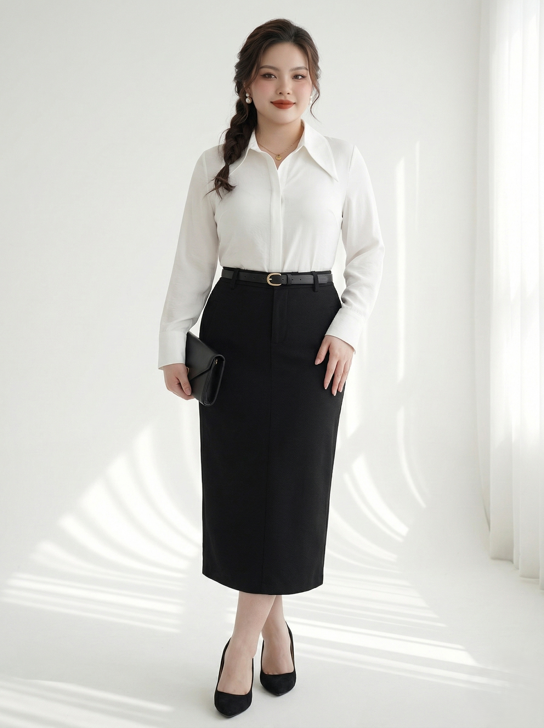 BIGSIZE NỮ - Chân váy dáng A dài xẻ tà sau dành cho nàng béo từ 55-90kg V-CV041