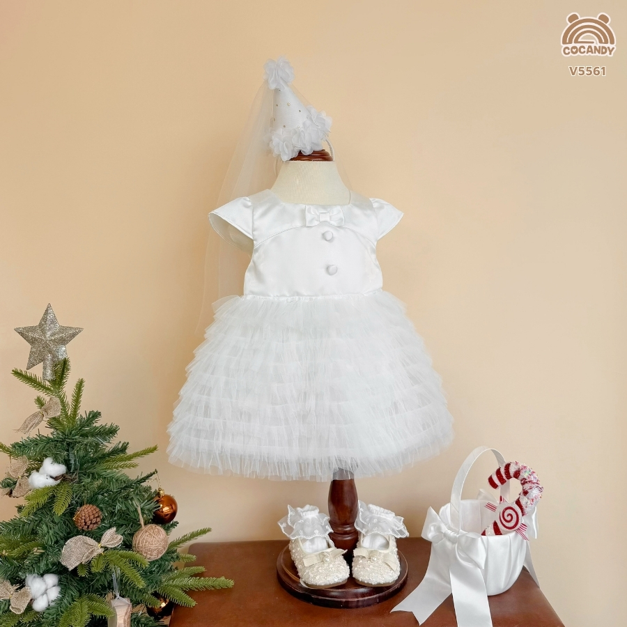 Váy cộc TRẮNG công chúa nơ cổ "Moon Light"