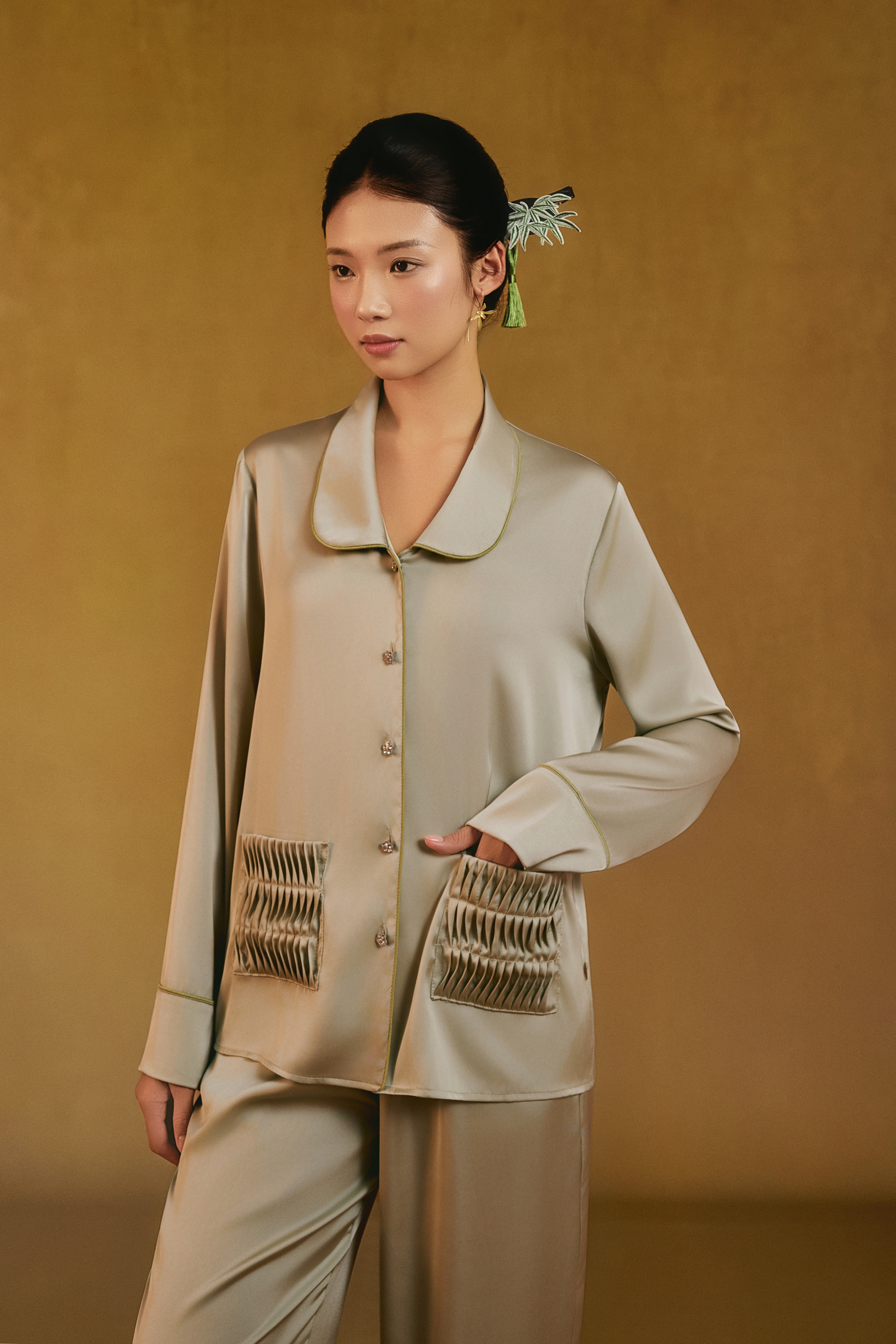 Bộ Lụa Áo Dài Tay, Quần Dài BN672_thumbnail_8