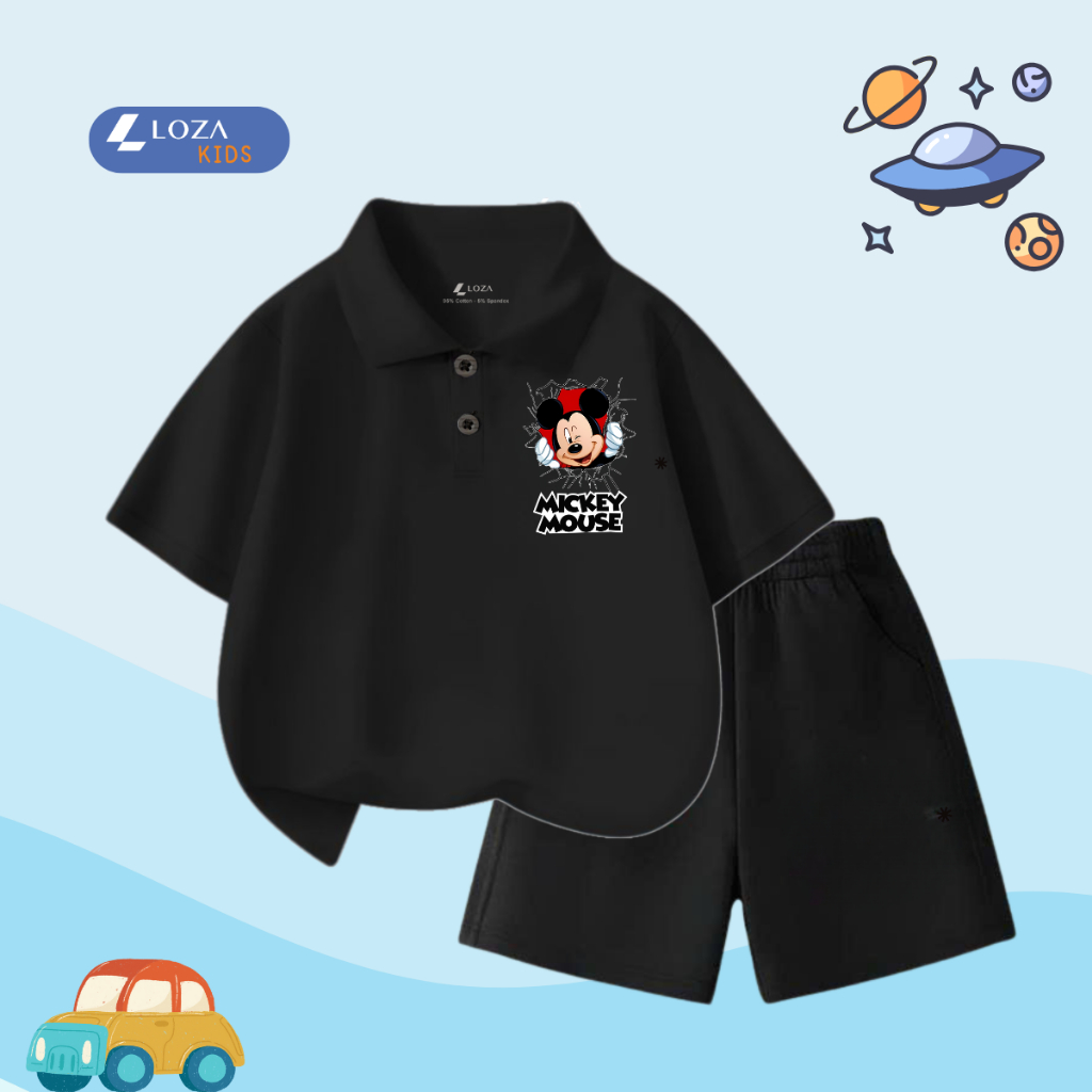 Bộ đồ Polo bé trai in hình 'Mickey Mouse'- Loza Kids BO246