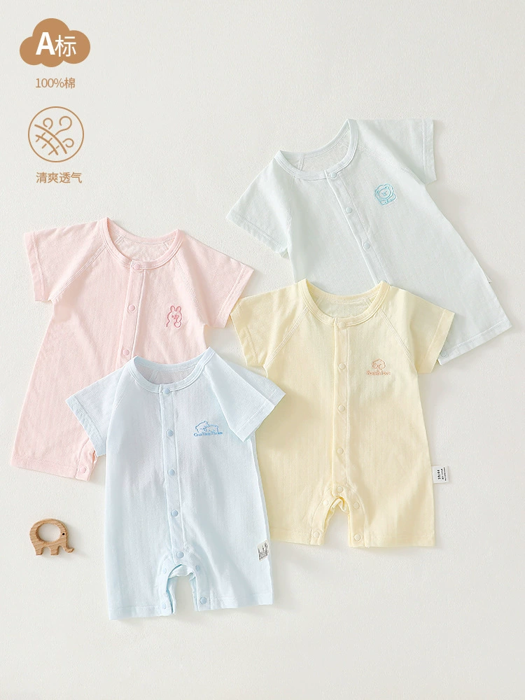 Áo liền thân trẻ em sơ sinh NGẮN TAY cotton mỏng 5A kháng khuẩn – Quần áo BodySuit mùa hè cho bé trai bé gái 0–12 tháng_thumbnail_6