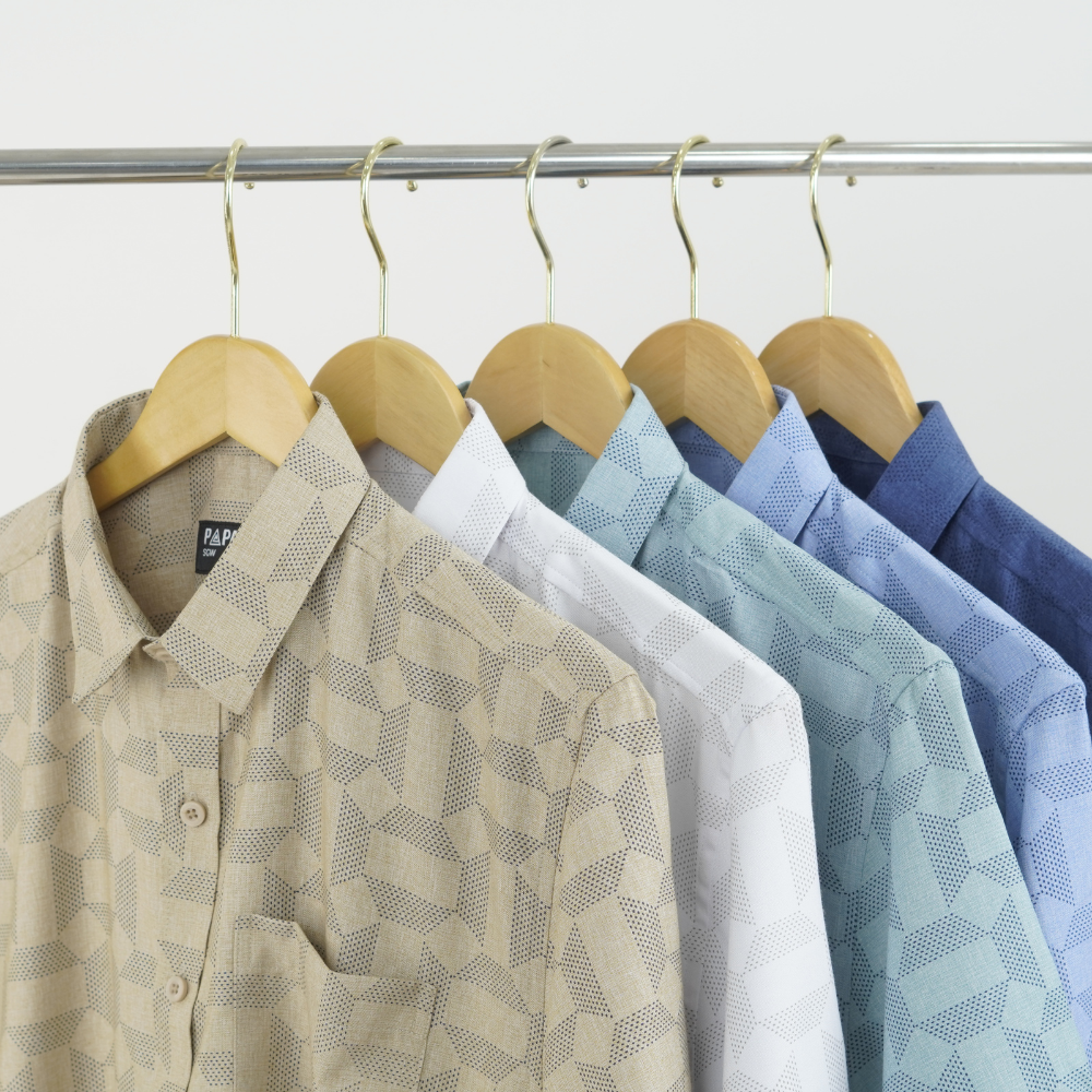 Áo sơ mi nam trung niên PAPAGO tay ngắn lai ngang - vải xô đũi in họa tiết - P25SNHT015_thumbnail_3