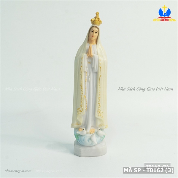 Tượng sứ Đức Mẹ Fatima vương miện 15cm ✔