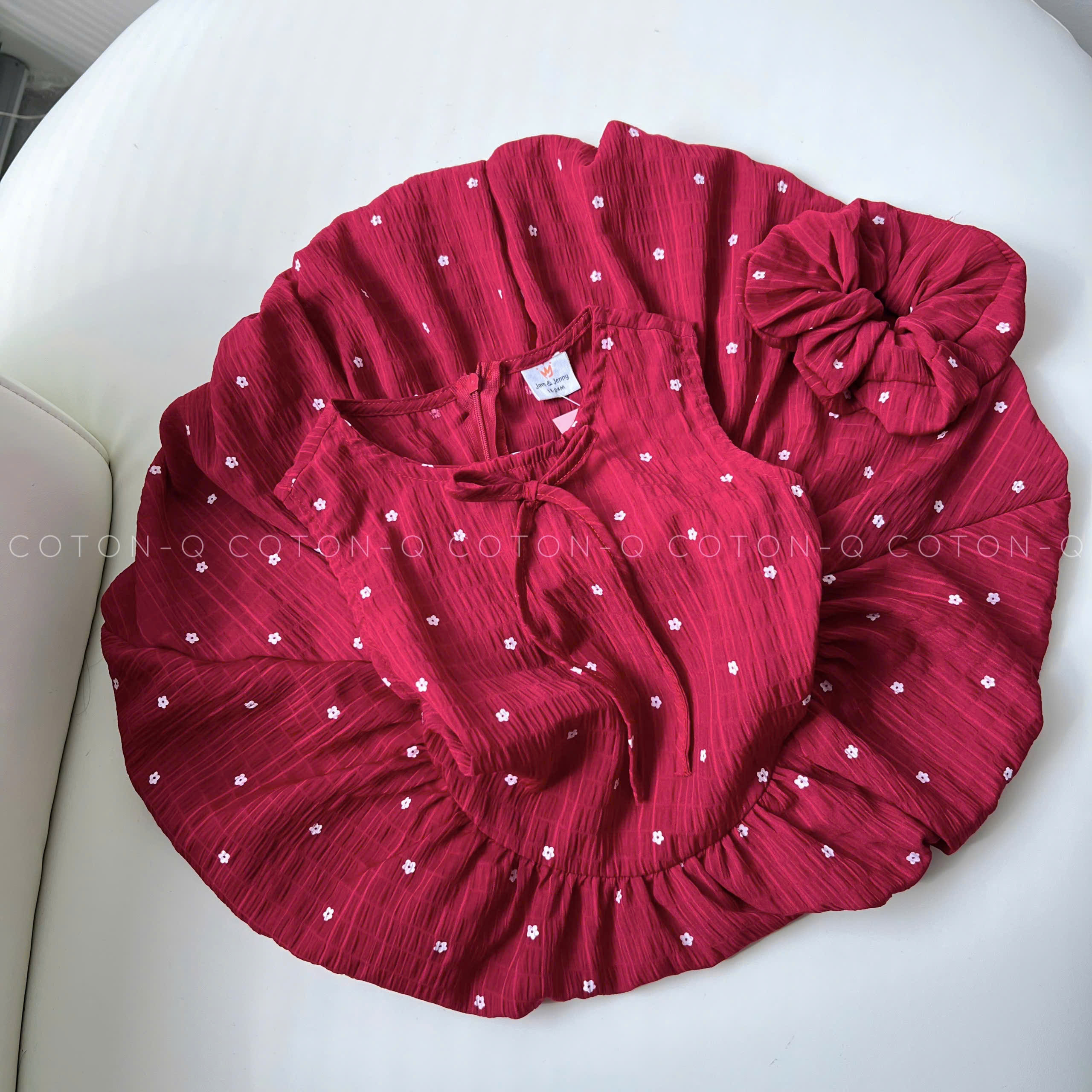 Đầm bé Cotton Q đỏ phối hoa_thumbnail_6