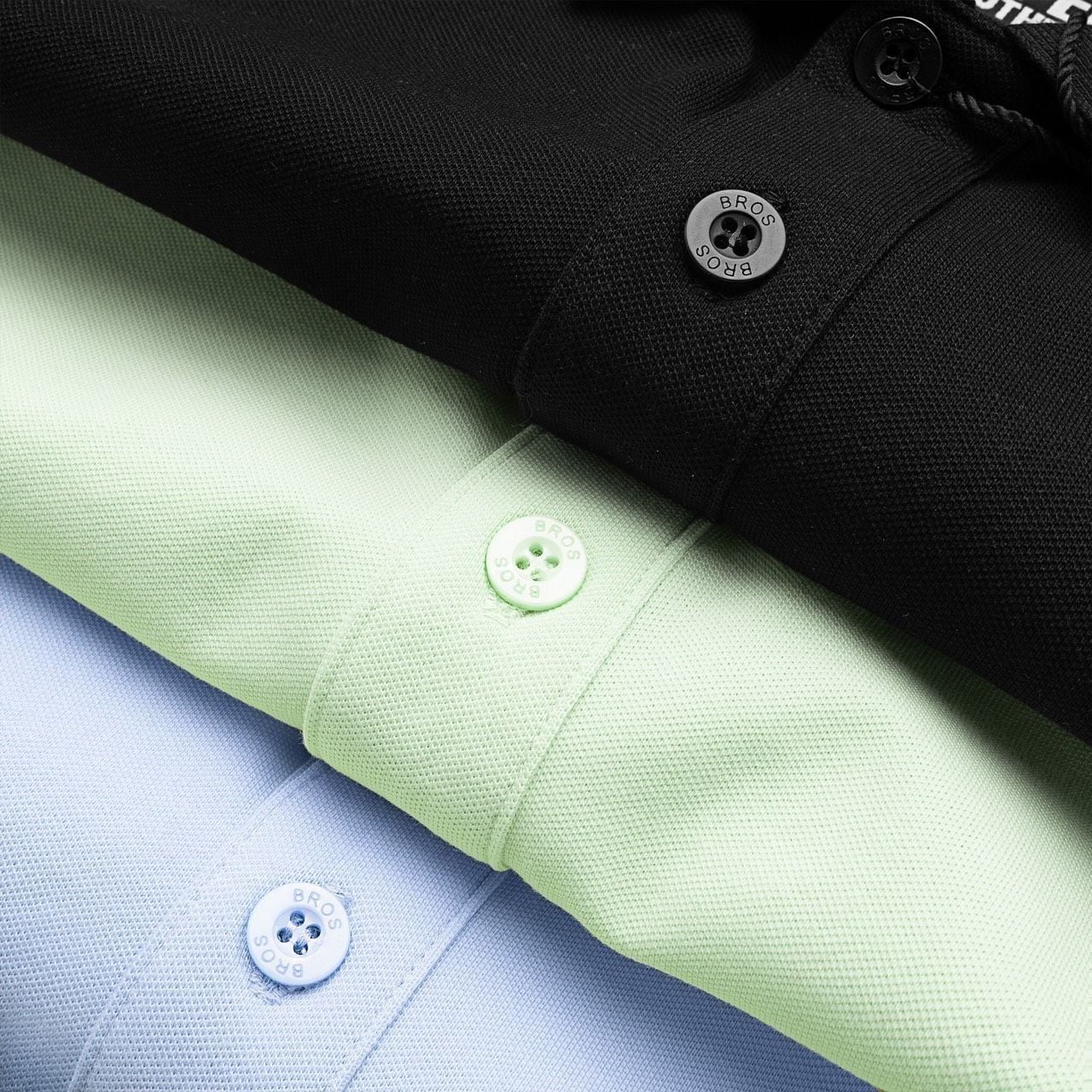 Áo Polo Super Brother Cotton Cá Sấu Logo Thêu Màu Hồng Kem_thumbnail_4