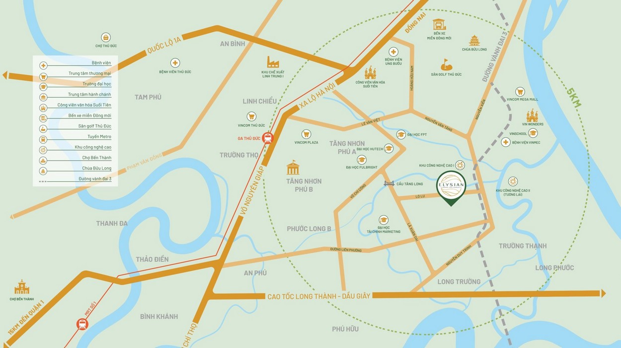 Vị trí căn hộ Elysian Gamuda Land trên bản đồ