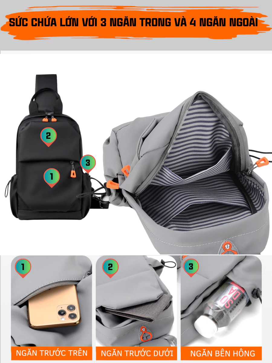 Túi đeo chéo nam chống nước, Túi chéo nam nhiều ngăn thời trang Hàn Quốc_thumbnail_2