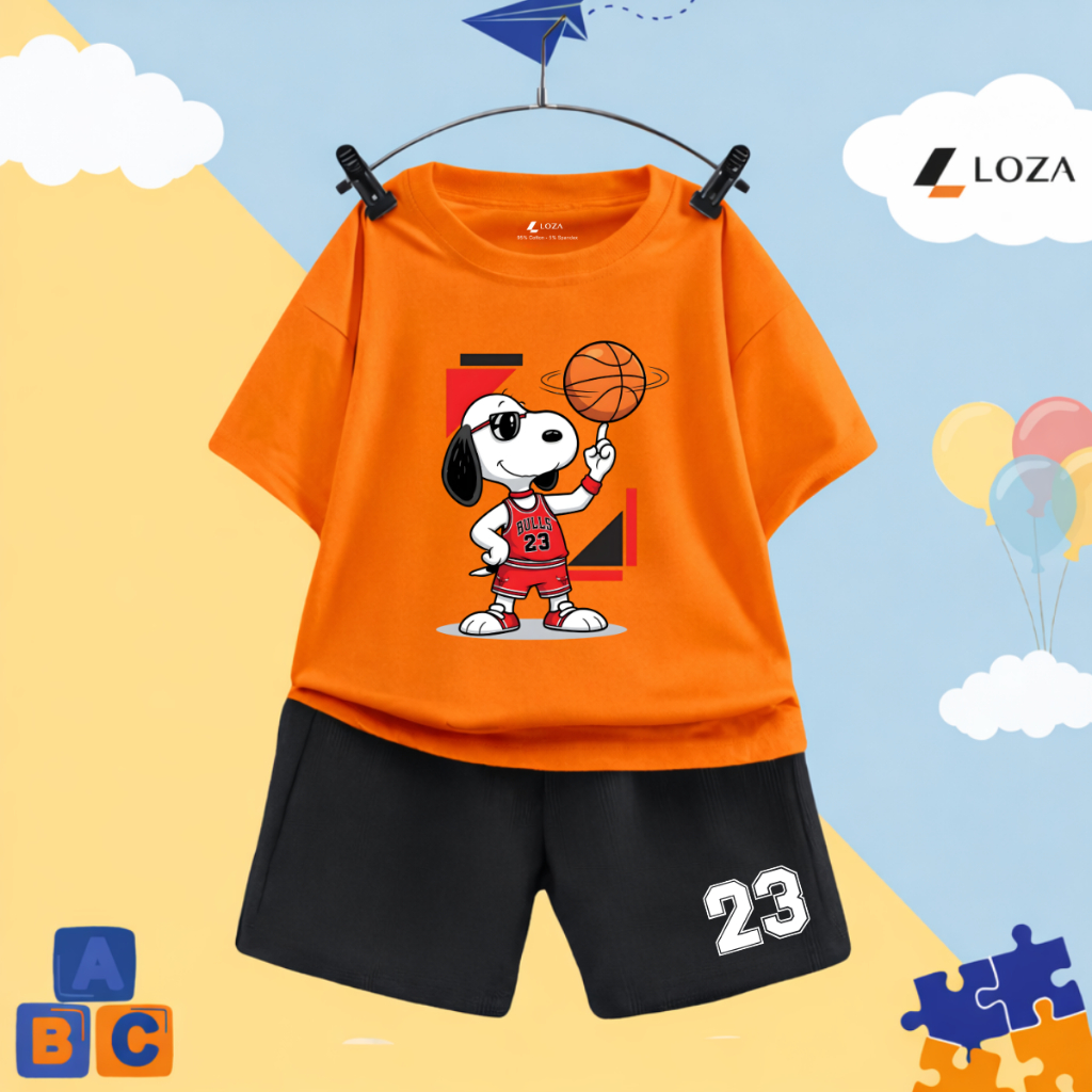 Set đồ bé trai hình Snoopy chơi bóng  - Loza Kids SB602_thumbnail_5