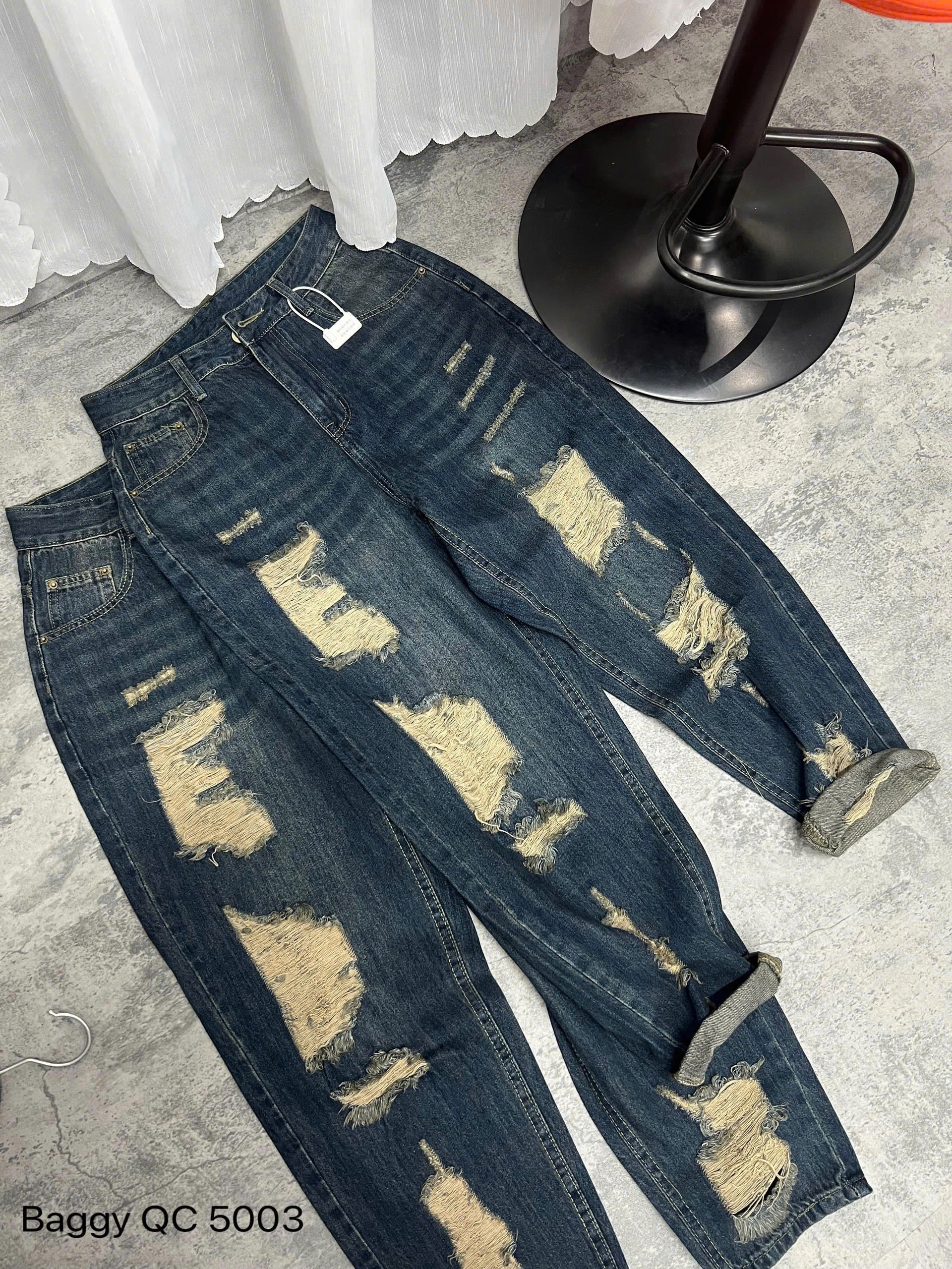 Quần baggy jean rách nhiều bigsize QJ5003 dành cho nàng béo mập từ 55-90kg_thumbnail_5