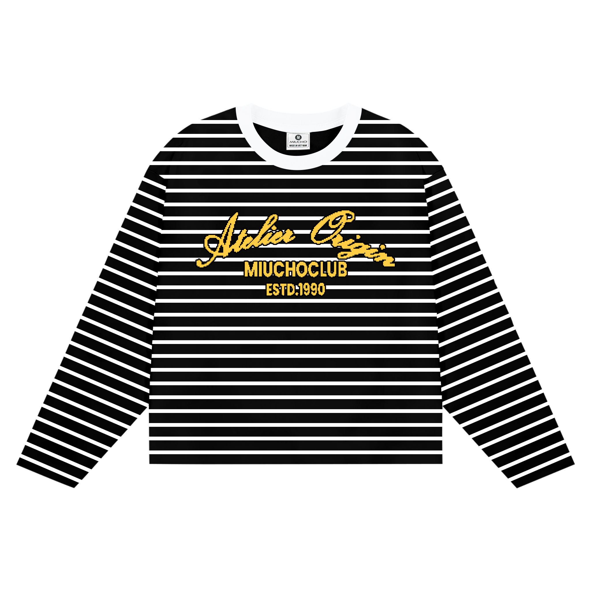 Áo thun boxy nam nữ Miucho vải bo rip thoáng mát dày dặn tay dài kẻ sọc cổ tròn 2698_thumbnail_2