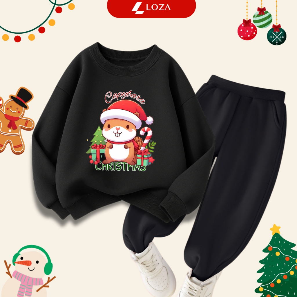 Bộ nỉ bé trai, bé gái in hình Capybara Chrismast - Loza Kids BI193_thumbnail_4